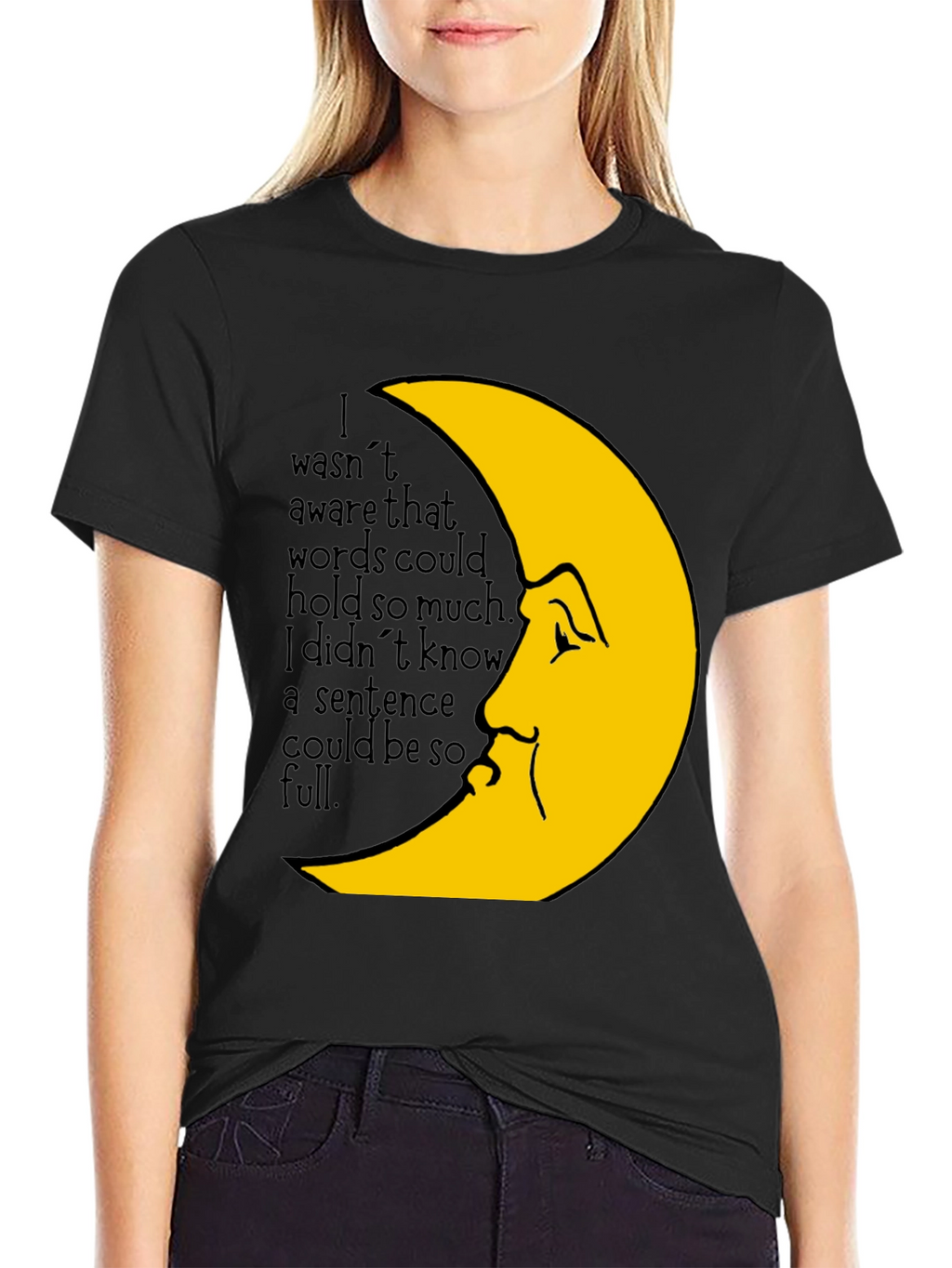 Moon Face Graphic Tee -  Emotional Saying T-Shirt