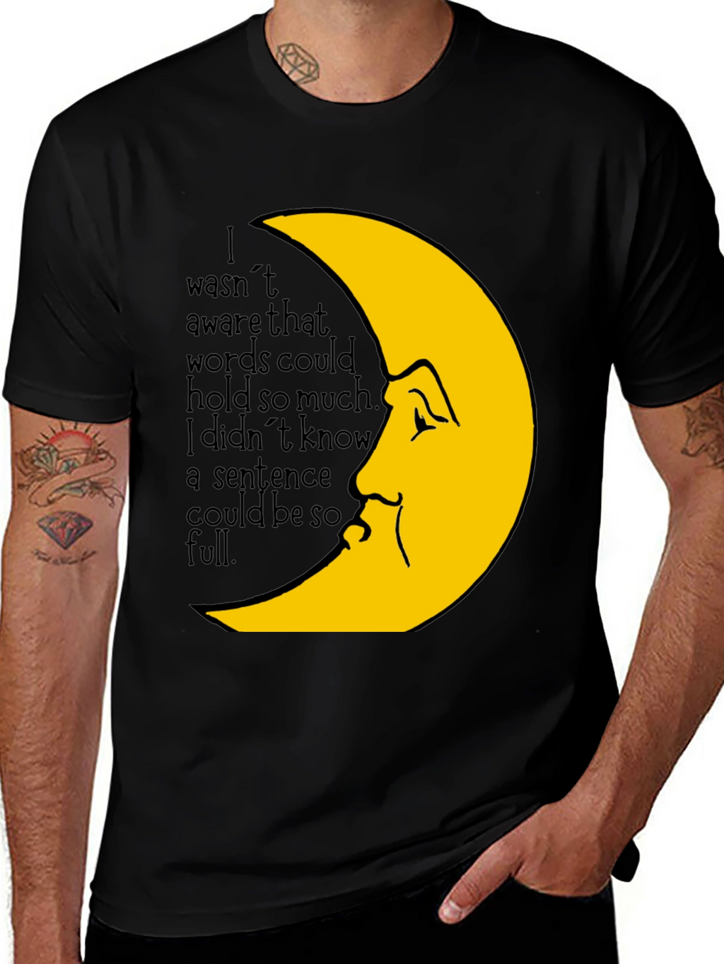 Moon Face Graphic Tee -  Emotional Saying T-Shirt