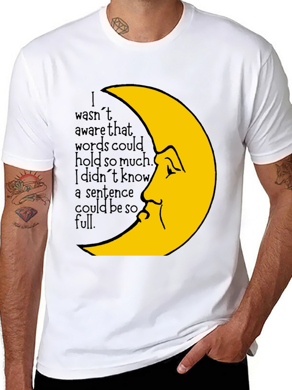 Moon Face Graphic Tee -  Emotional Saying T-Shirt