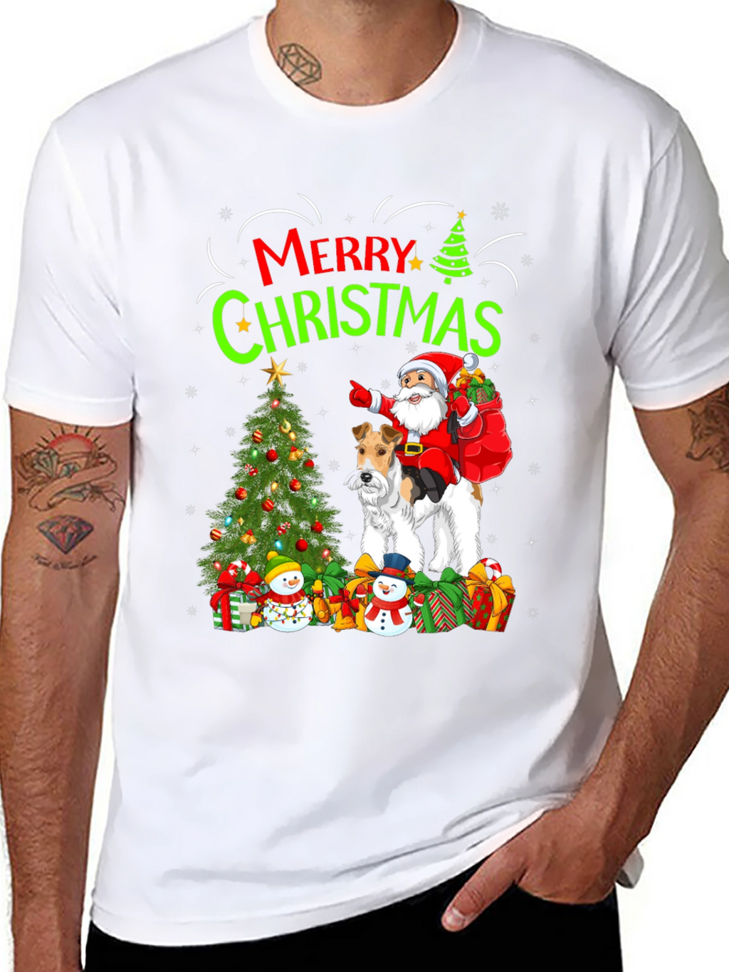 Festive Dog & Santa Christmas Tee