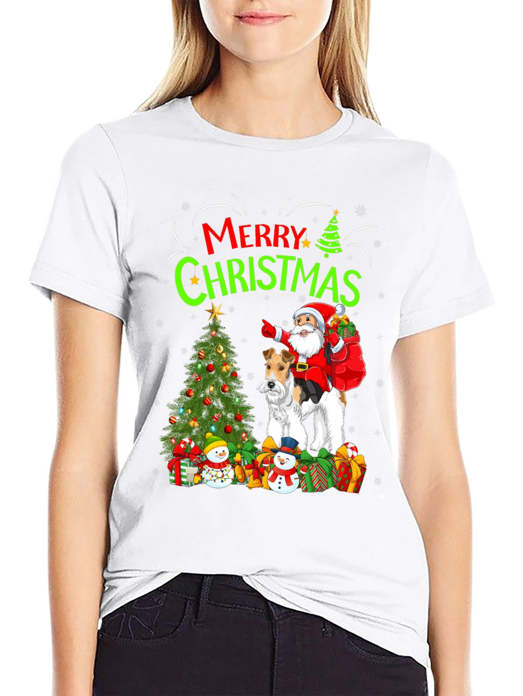 Festive Dog & Santa Christmas Tee