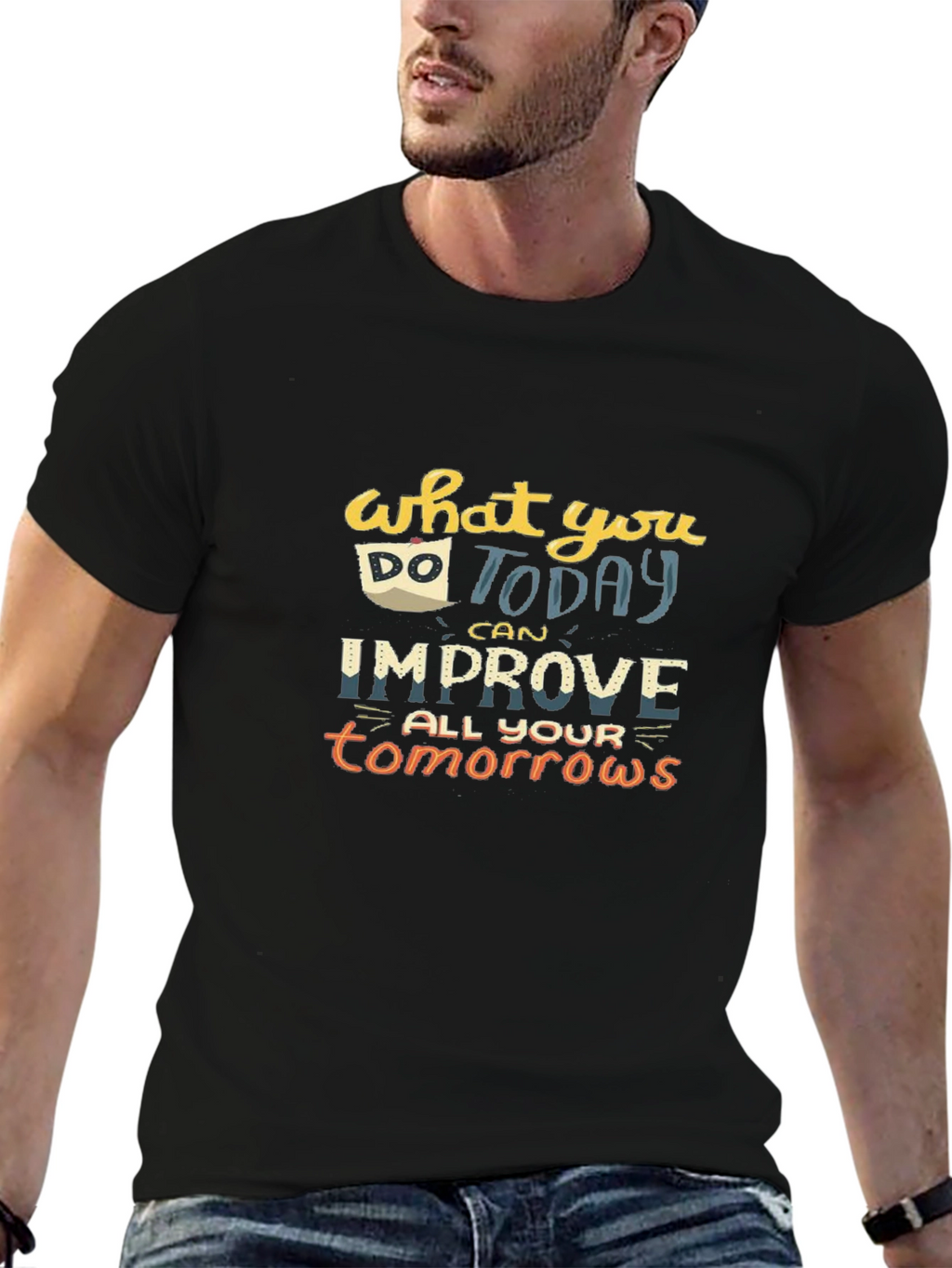 Motivational Quote Graphic T-Shirt - Black