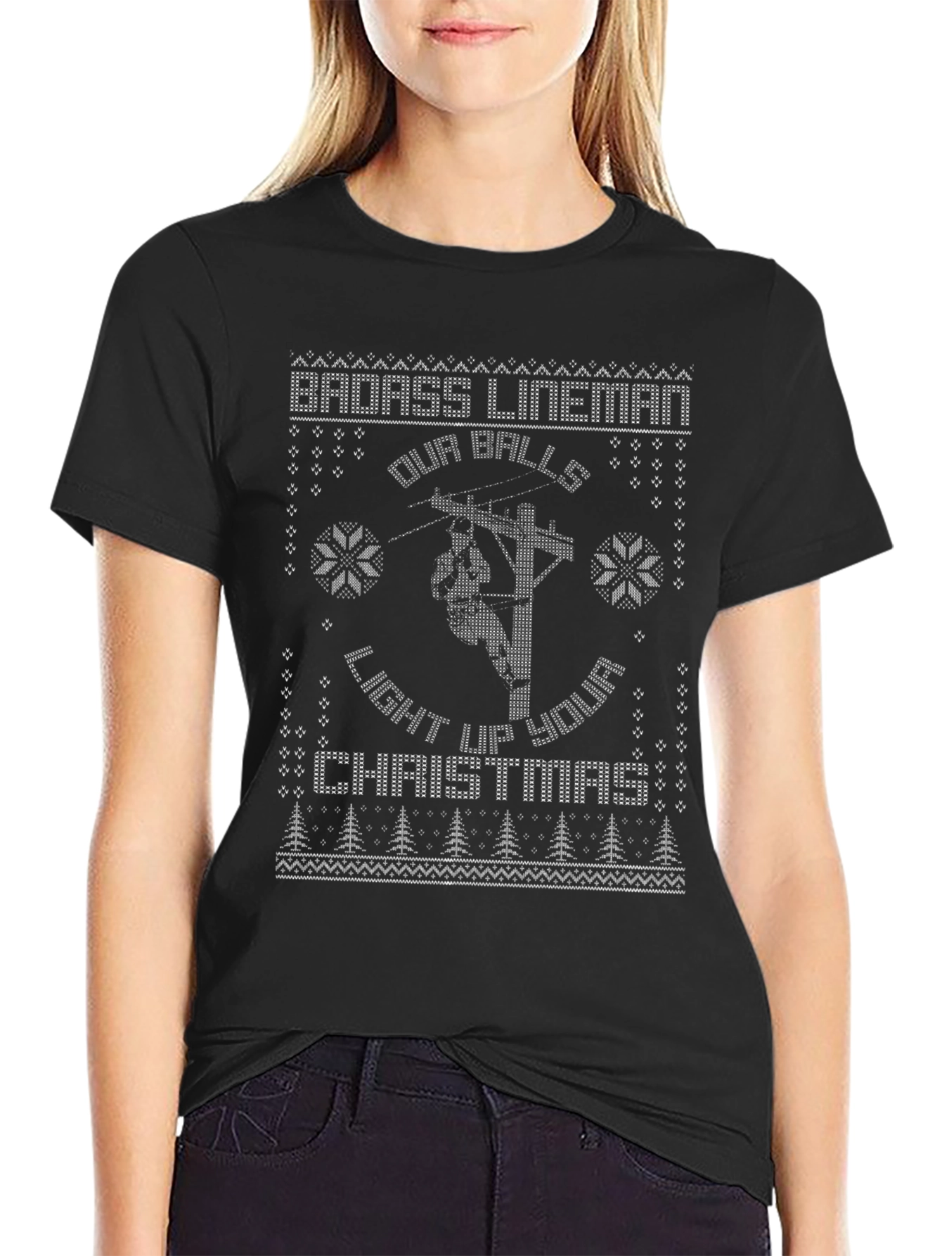 Badass Lineman Christmas Graphic Tee