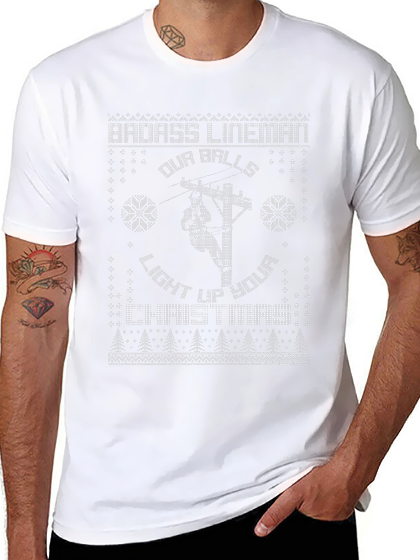 Badass Lineman Christmas Graphic Tee
