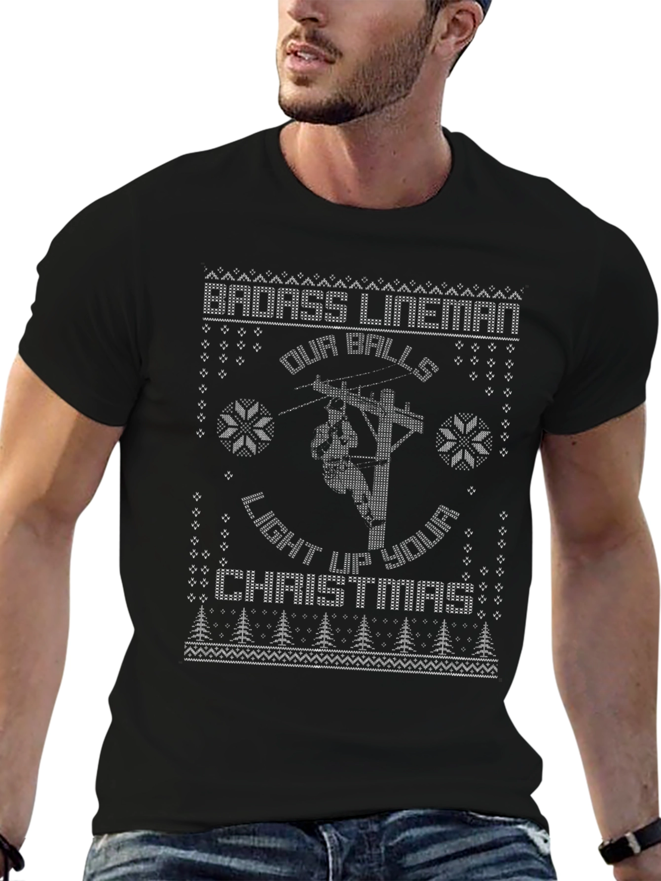 Badass Lineman Christmas Graphic Tee