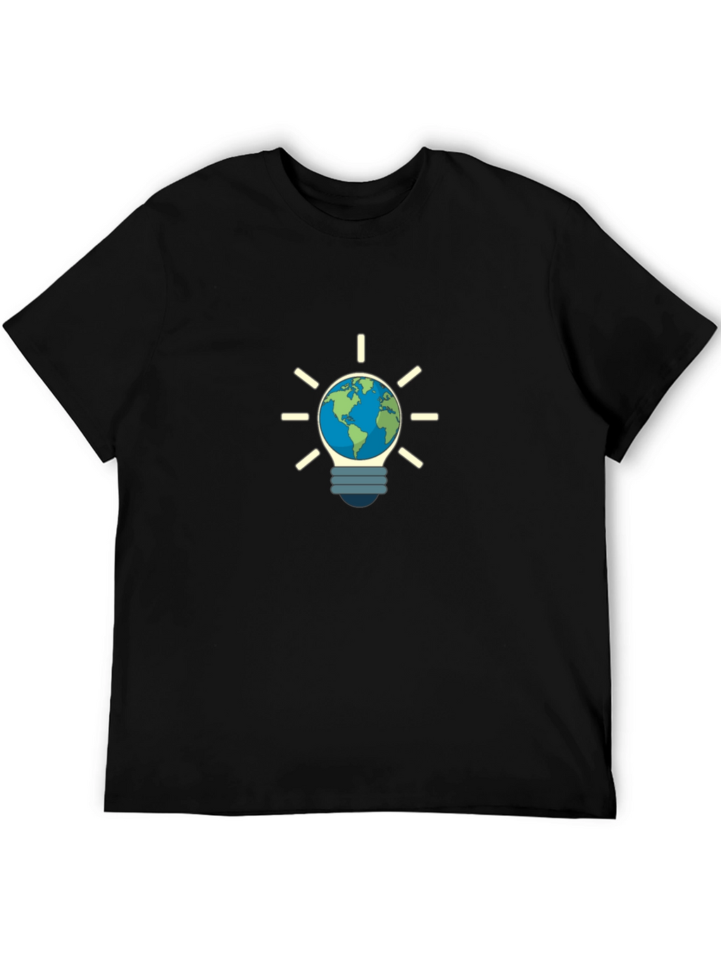 Earth Lightbulb Black T-Shirt - Eco-Friendly Design
