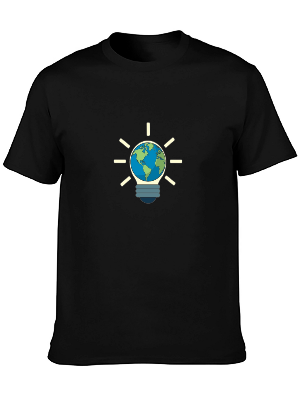 Earth Lightbulb Black T-Shirt - Eco-Friendly Design