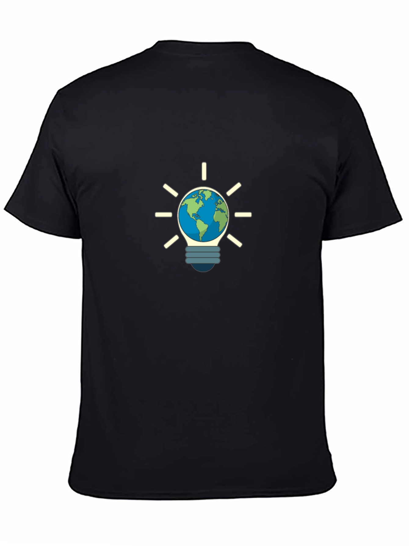 Earth Lightbulb Black T-Shirt - Eco-Friendly Design