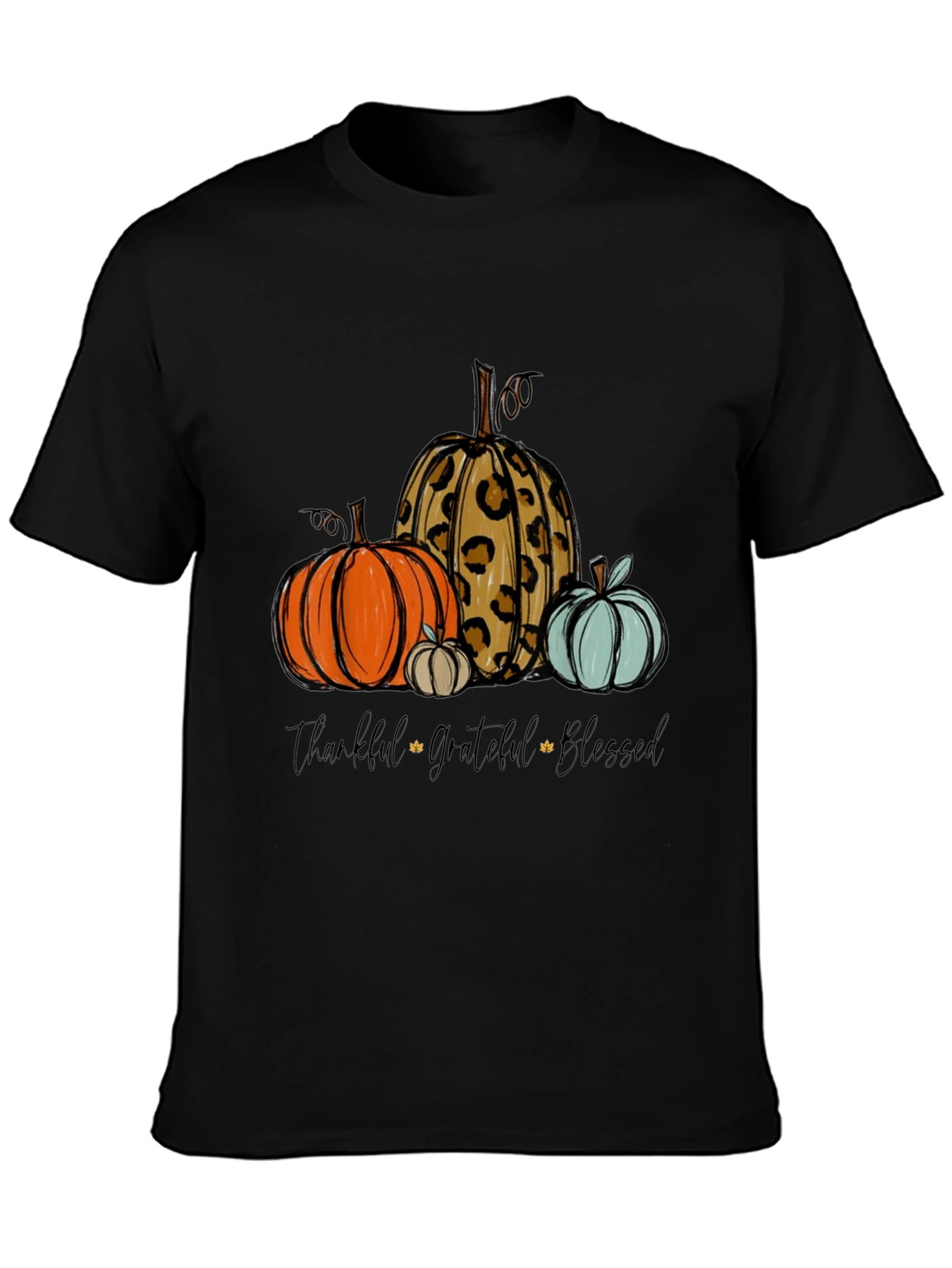Thankful Grateful Blessed Pumpkin Graphic Tee