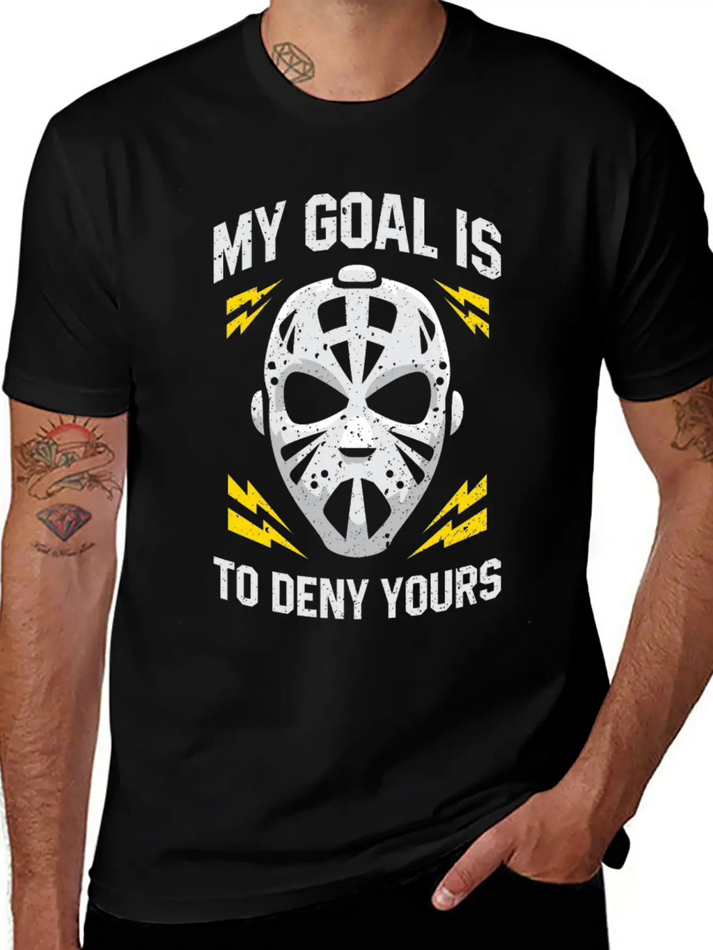 Hockey Goalie My Goal Is To Deny Yours Ice Hockey Modern Fit Casual T-Shirt – Clean And Versatile Design