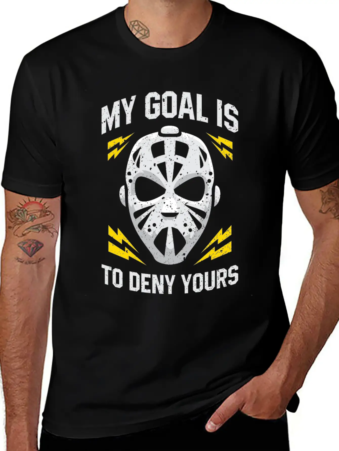 Hockey Goalie My Goal Is To Deny Yours Ice Hockey Modern Fit Casual T-Shirt – Clean And Versatile Design
