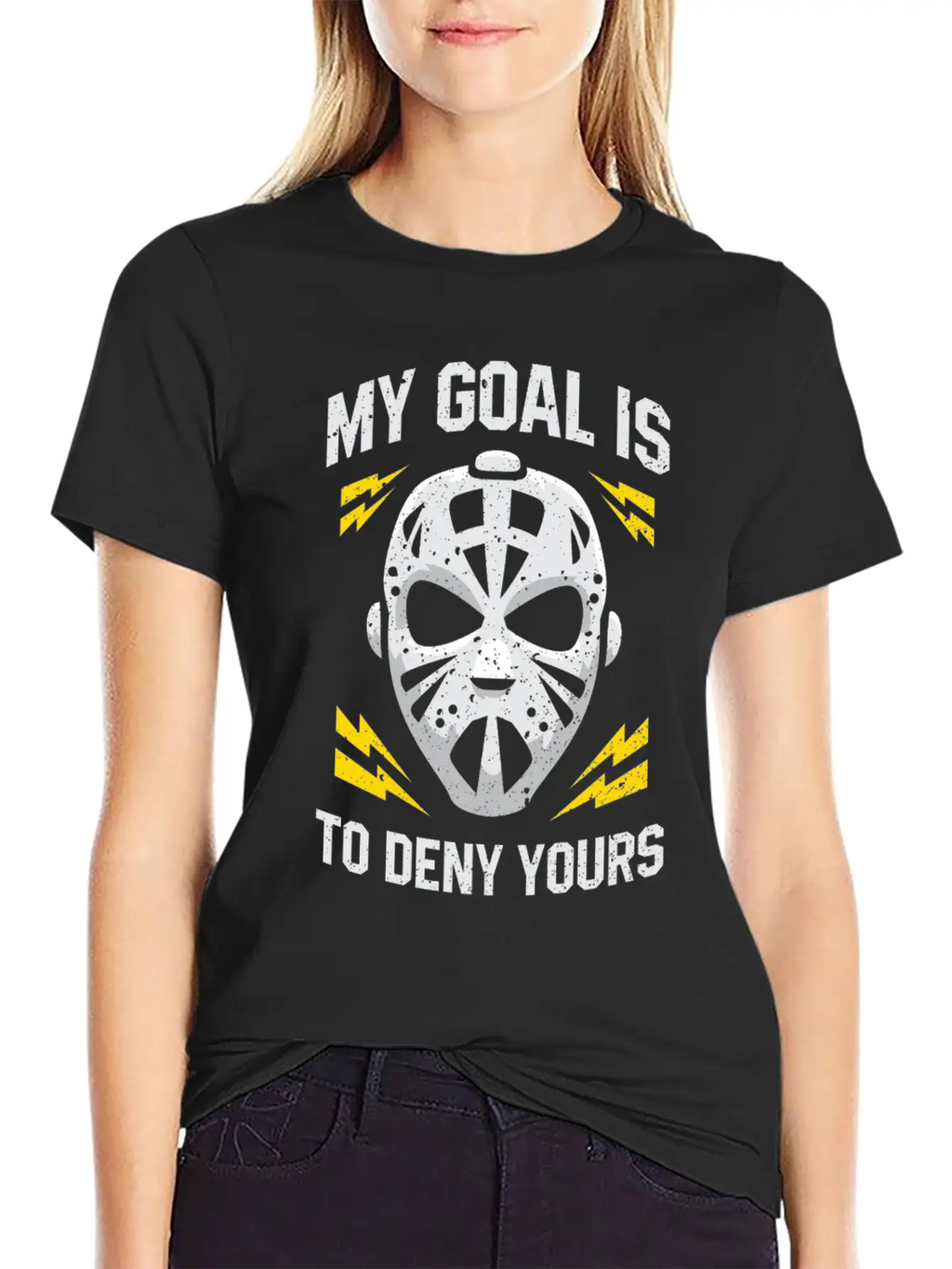 Hockey Goalie My Goal Is To Deny Yours Ice Hockey Modern Fit Casual T-Shirt – Clean And Versatile Design