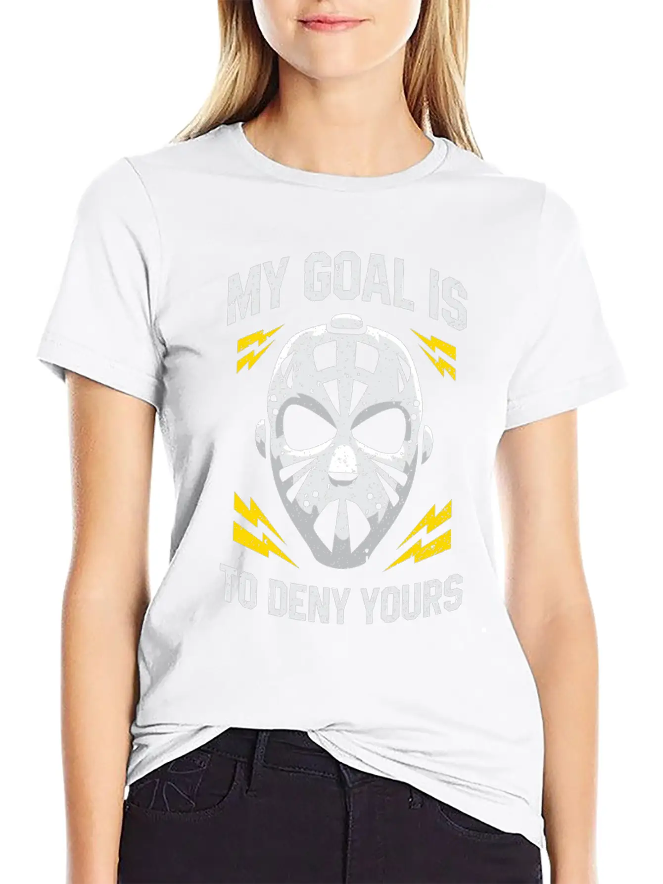 Hockey Goalie My Goal Is To Deny Yours Ice Hockey Modern Fit Casual T-Shirt – Clean And Versatile Design