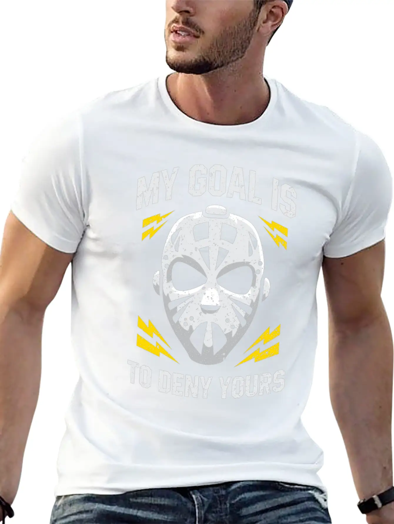 Hockey Goalie My Goal Is To Deny Yours Ice Hockey Modern Fit Casual T-Shirt – Clean And Versatile Design