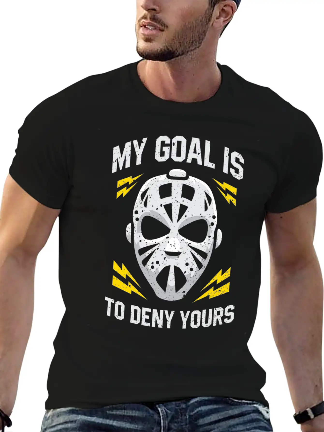 Hockey Goalie My Goal Is To Deny Yours Ice Hockey Modern Fit Casual T-Shirt – Clean And Versatile Design