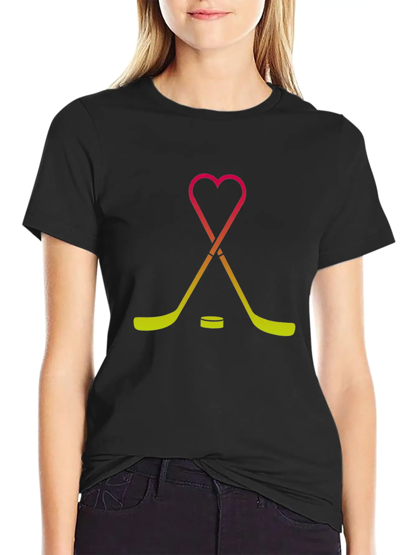 Hockey Sticks Heart Breathable Graphic T-Shirt – Perfect For Casual Days