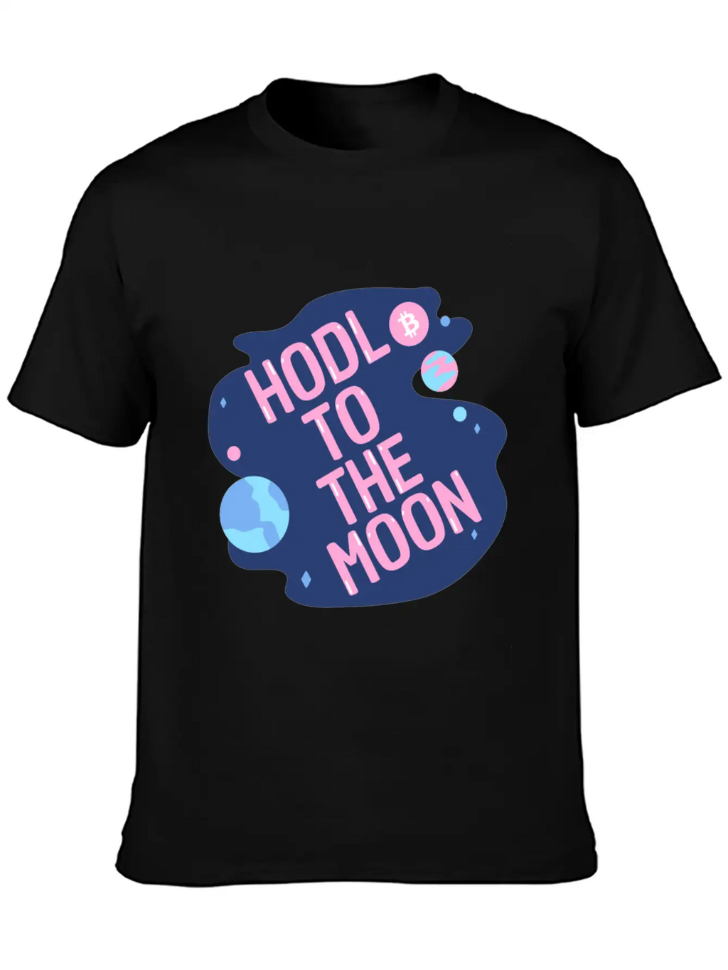 HODL To The Moon Bitcoin Galaxy Space Pink Blue Unisex Casual T-Shirt – Clean Design For Daily Comfort