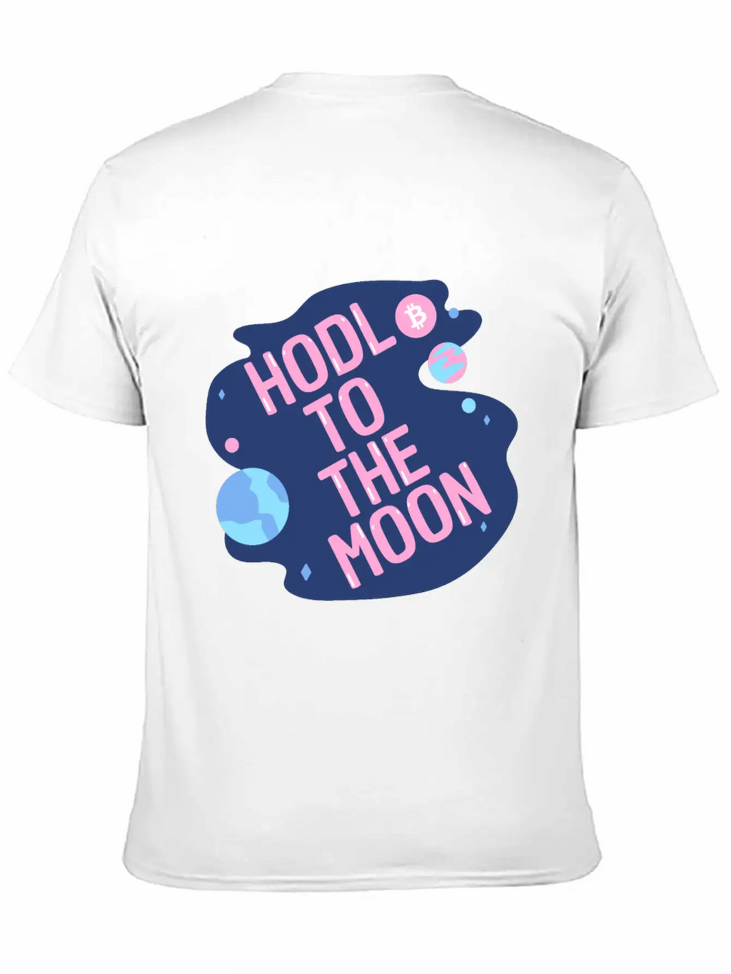 HODL To The Moon Bitcoin Galaxy Space Pink Blue Unisex Casual T-Shirt – Clean Design For Daily Comfort