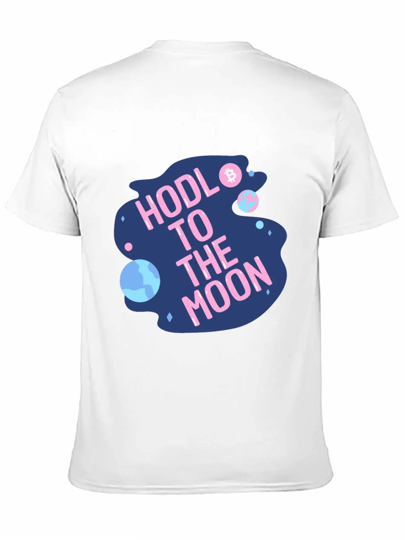 HODL To The Moon Bitcoin Galaxy Space Pink Blue Unisex Casual T-Shirt – Clean Design For Daily Comfort