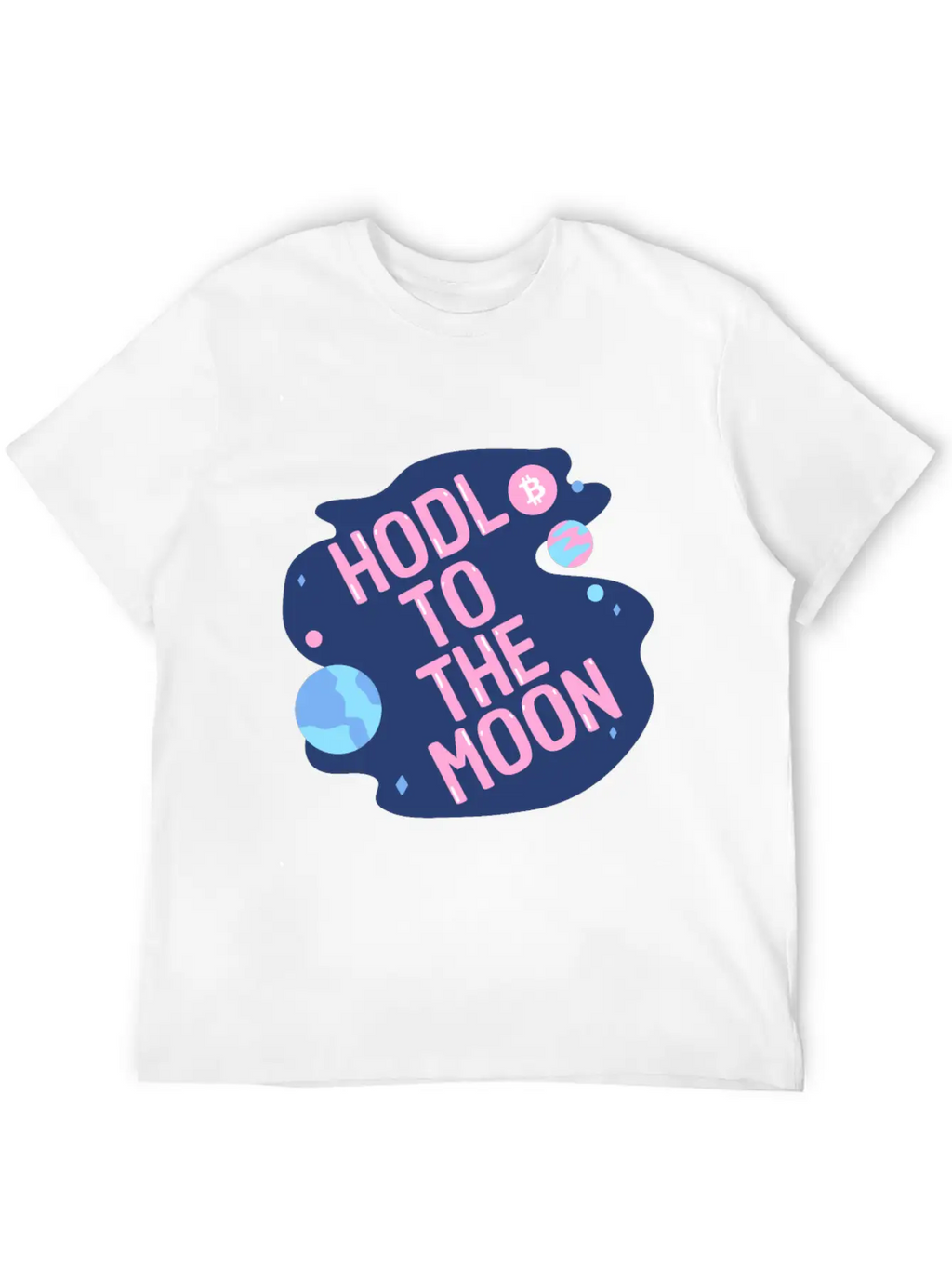 HODL To The Moon Bitcoin Galaxy Space Pink Blue Unisex Casual T-Shirt – Clean Design For Daily Comfort