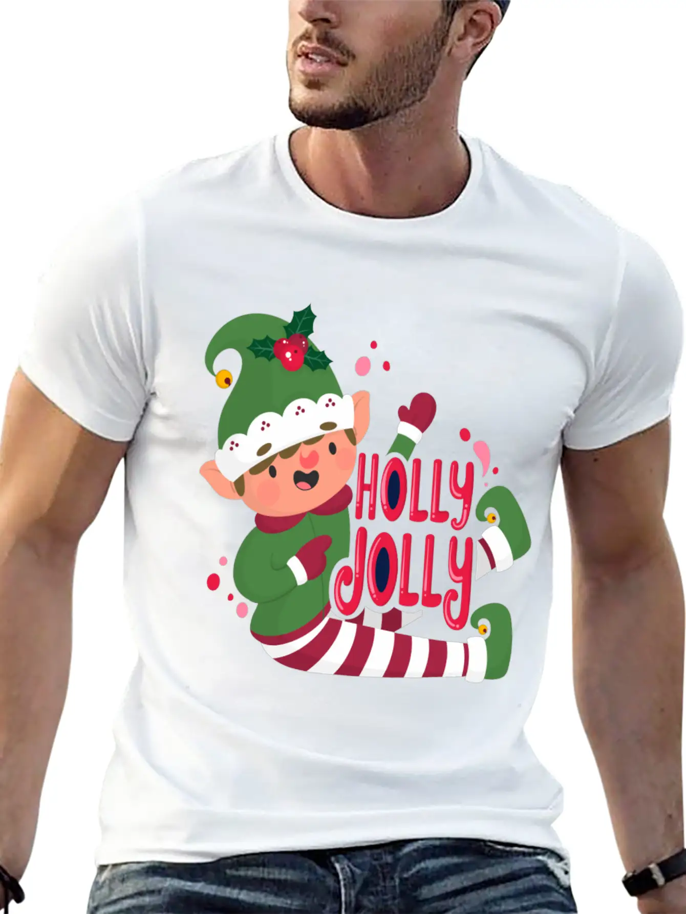 Holly Jolly Christmas Day Character Relaxed Everyday Tee – Lightweight And Durable Cotton