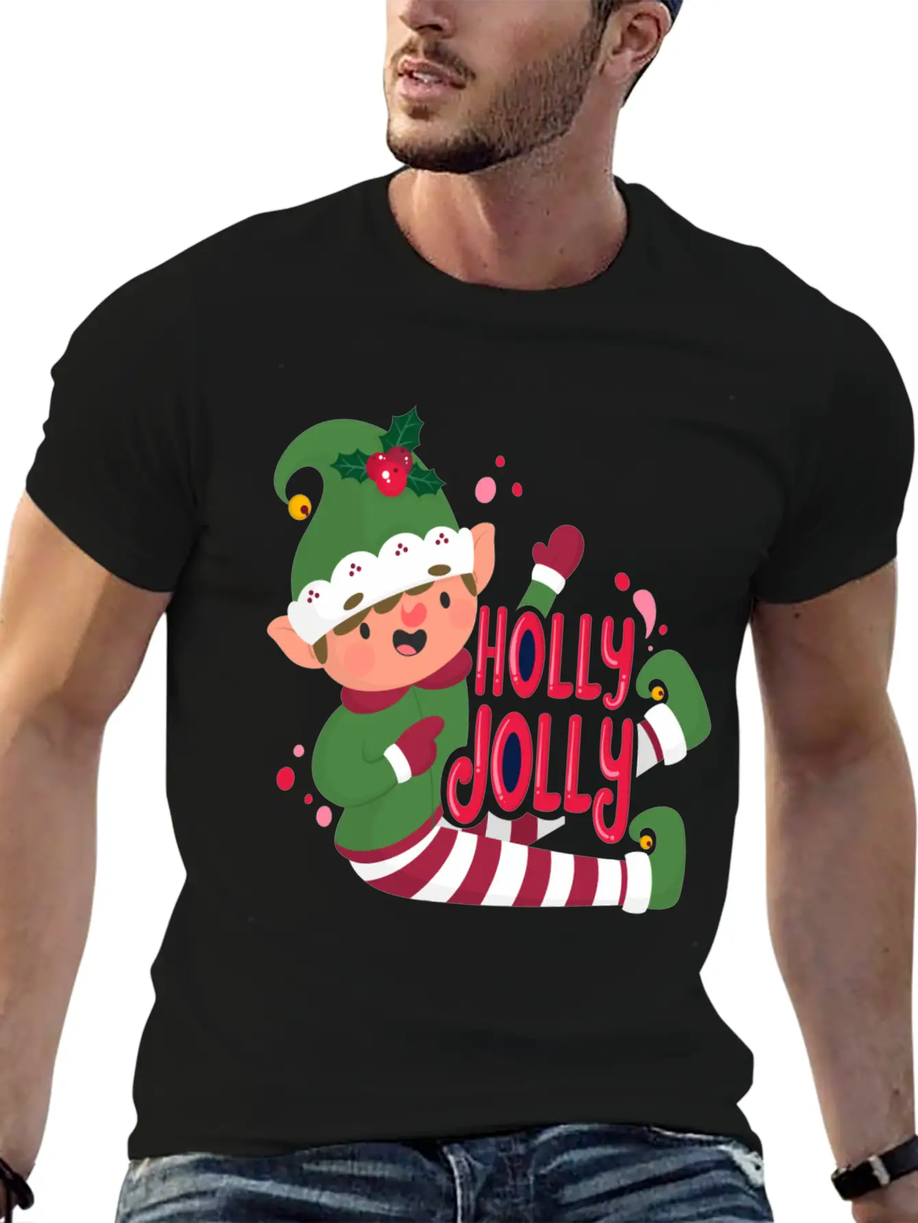 Holly Jolly Christmas Day Character Relaxed Everyday Tee – Lightweight And Durable Cotton