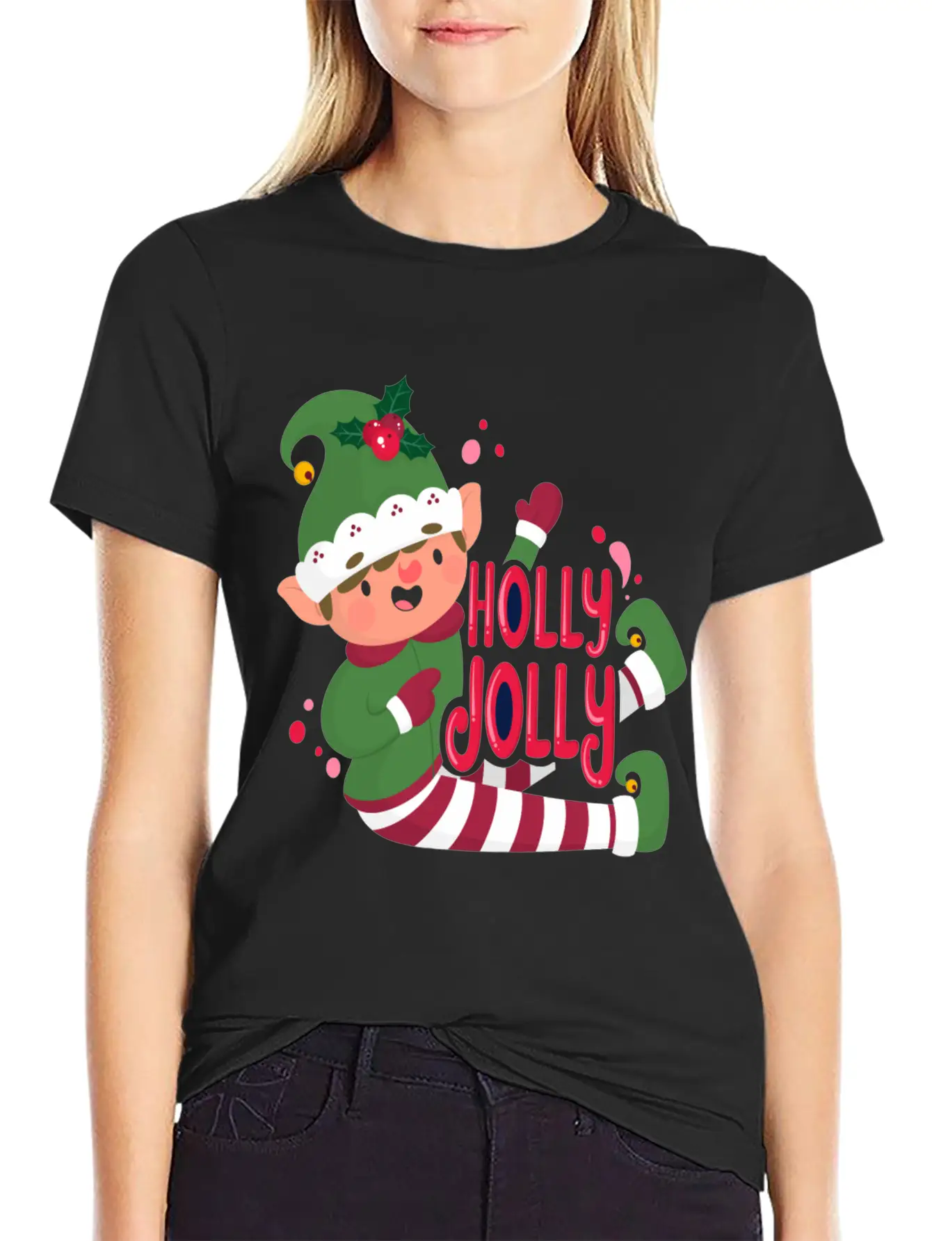 Holly Jolly Christmas Day Character Relaxed Everyday Tee – Lightweight And Durable Cotton
