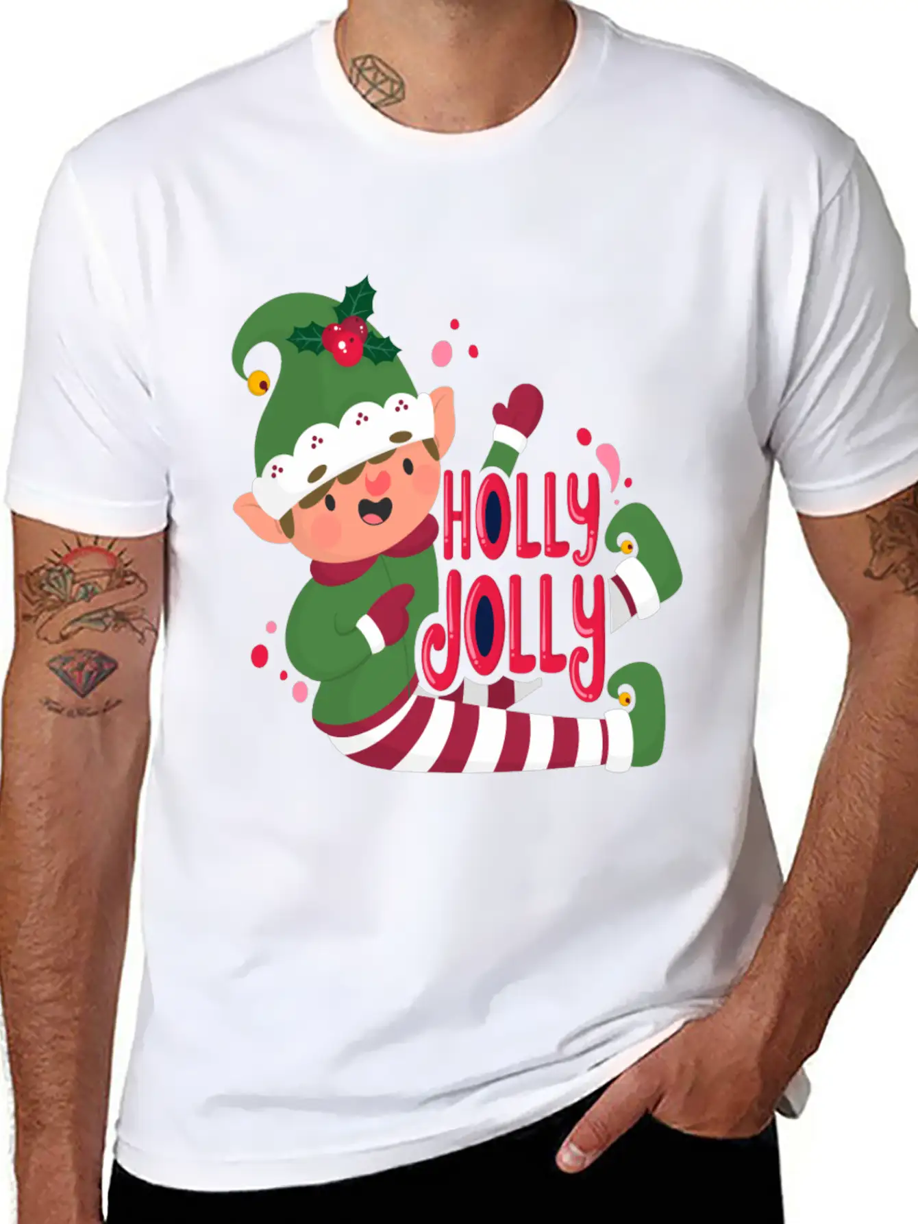 Holly Jolly Christmas Day Character Relaxed Everyday Tee – Lightweight And Durable Cotton