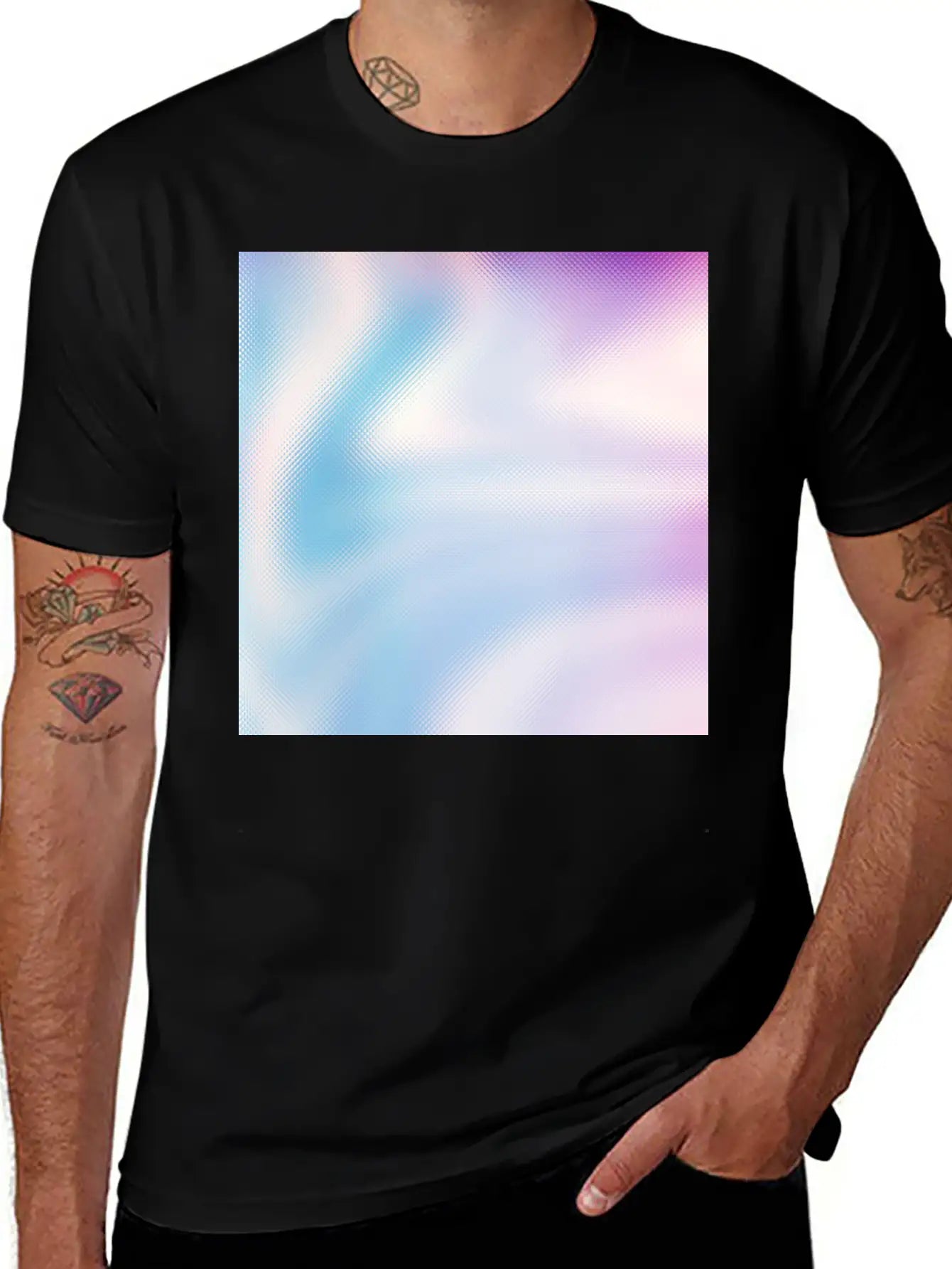Holographic Blue Purple Iridescent Fantasy Stylish Everyday T-Shirt – Unisex Basic Cotton Tee