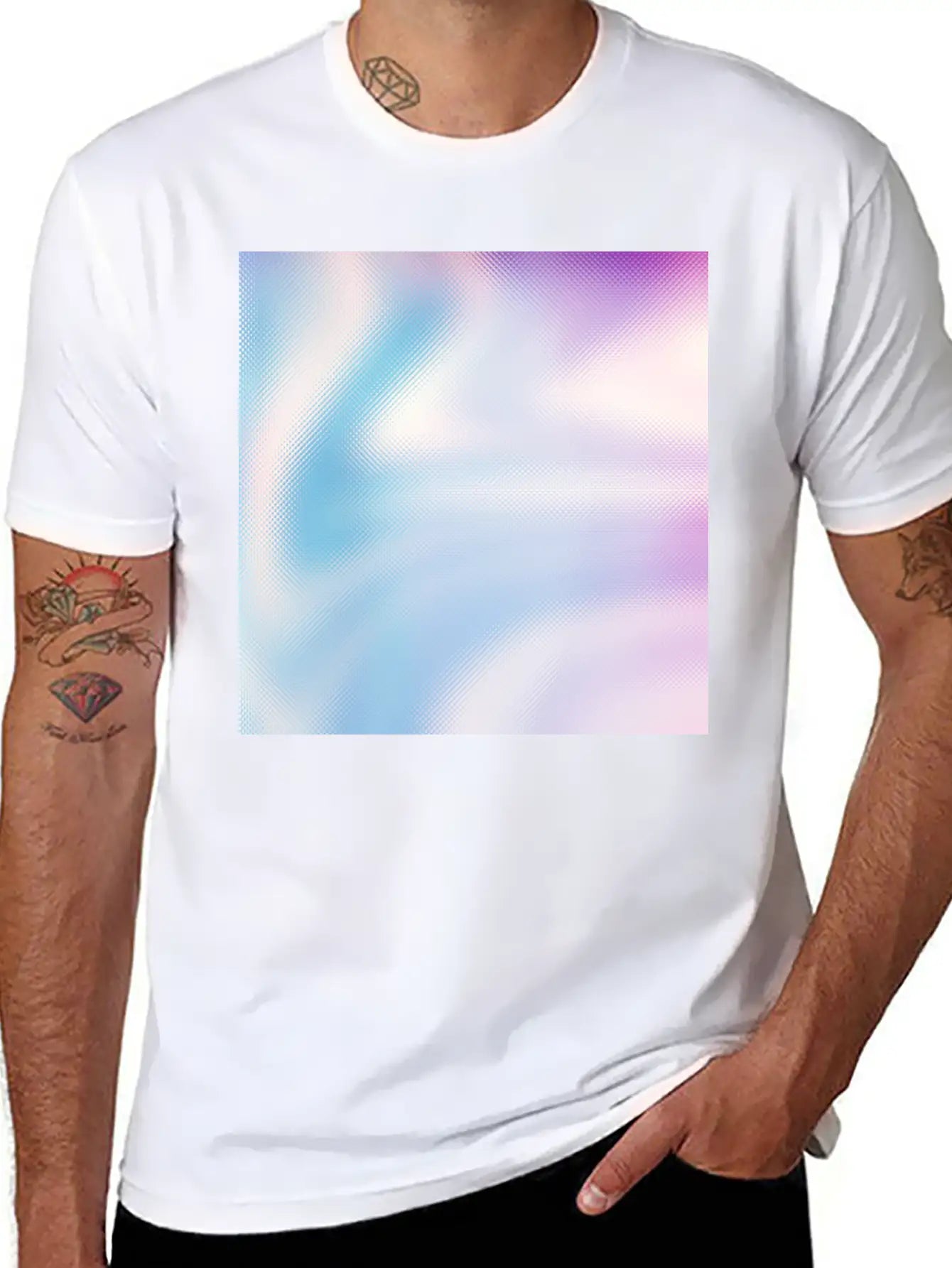 Holographic Blue Purple Iridescent Fantasy Stylish Everyday T-Shirt – Unisex Basic Cotton Tee