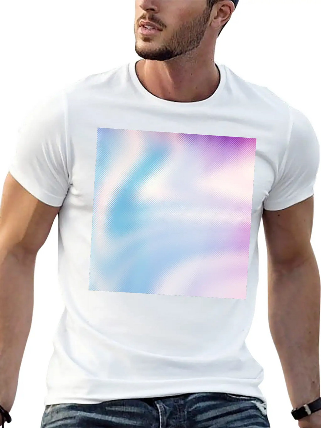 Holographic Blue Purple Iridescent Fantasy Stylish Everyday T-Shirt – Unisex Basic Cotton Tee