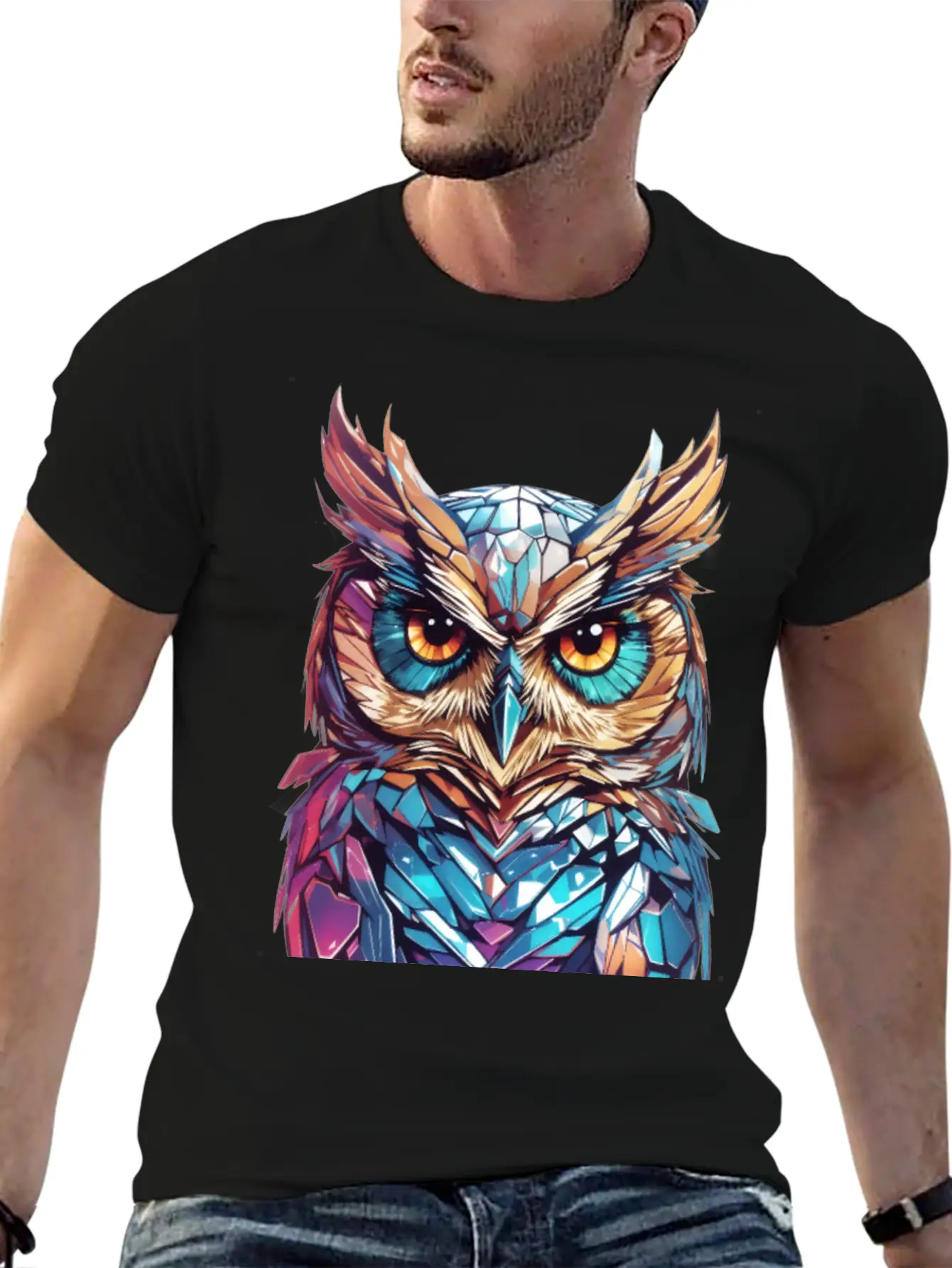 Holographic Owl Vintage Funny Gift Relaxed Everyday Tee – Lightweight And Durable Cotton