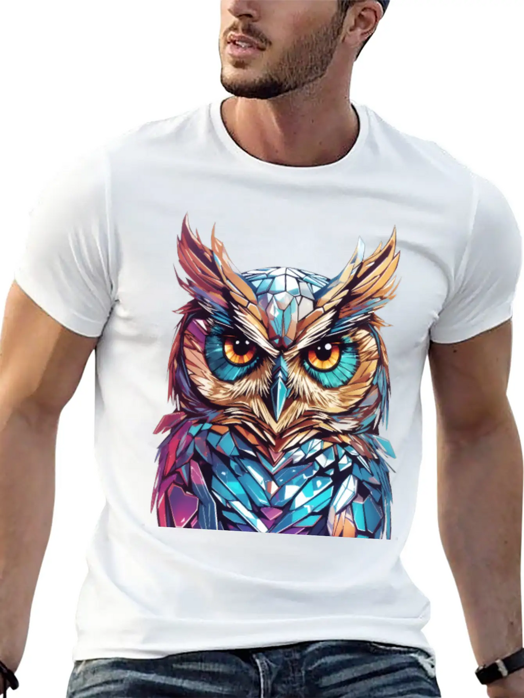 Holographic Owl Vintage Funny Gift Relaxed Everyday Tee – Lightweight And Durable Cotton