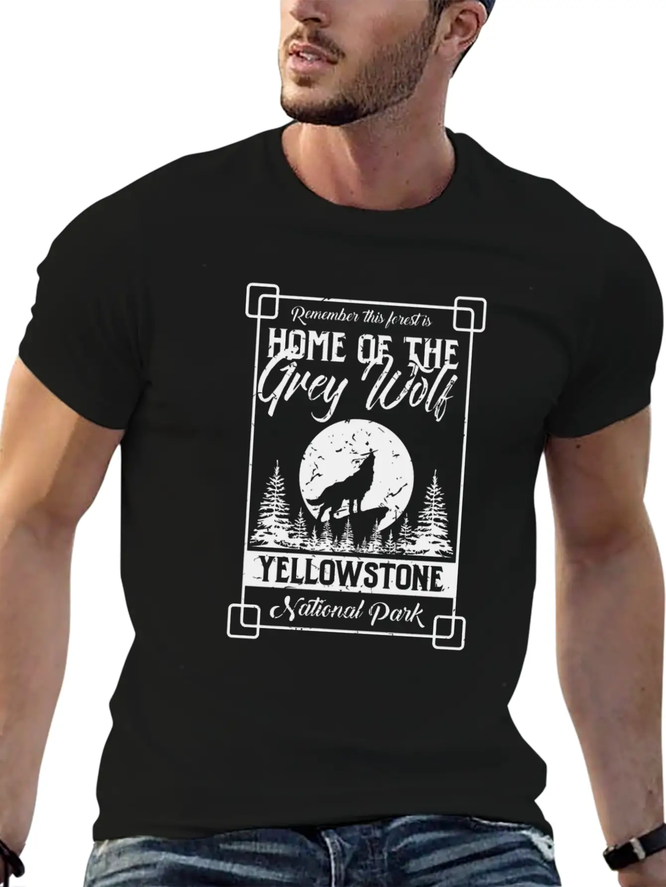 Home Of The Grey Wolf Yellowstone National Park Gi Essential Cotton Tee For Daily Outfits – Unisex Style