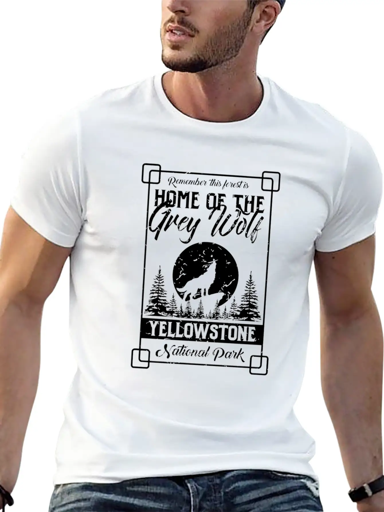 Home Of The Grey Wolf Yellowstone National Park Gi Essential Cotton Tee For Daily Outfits – Unisex Style