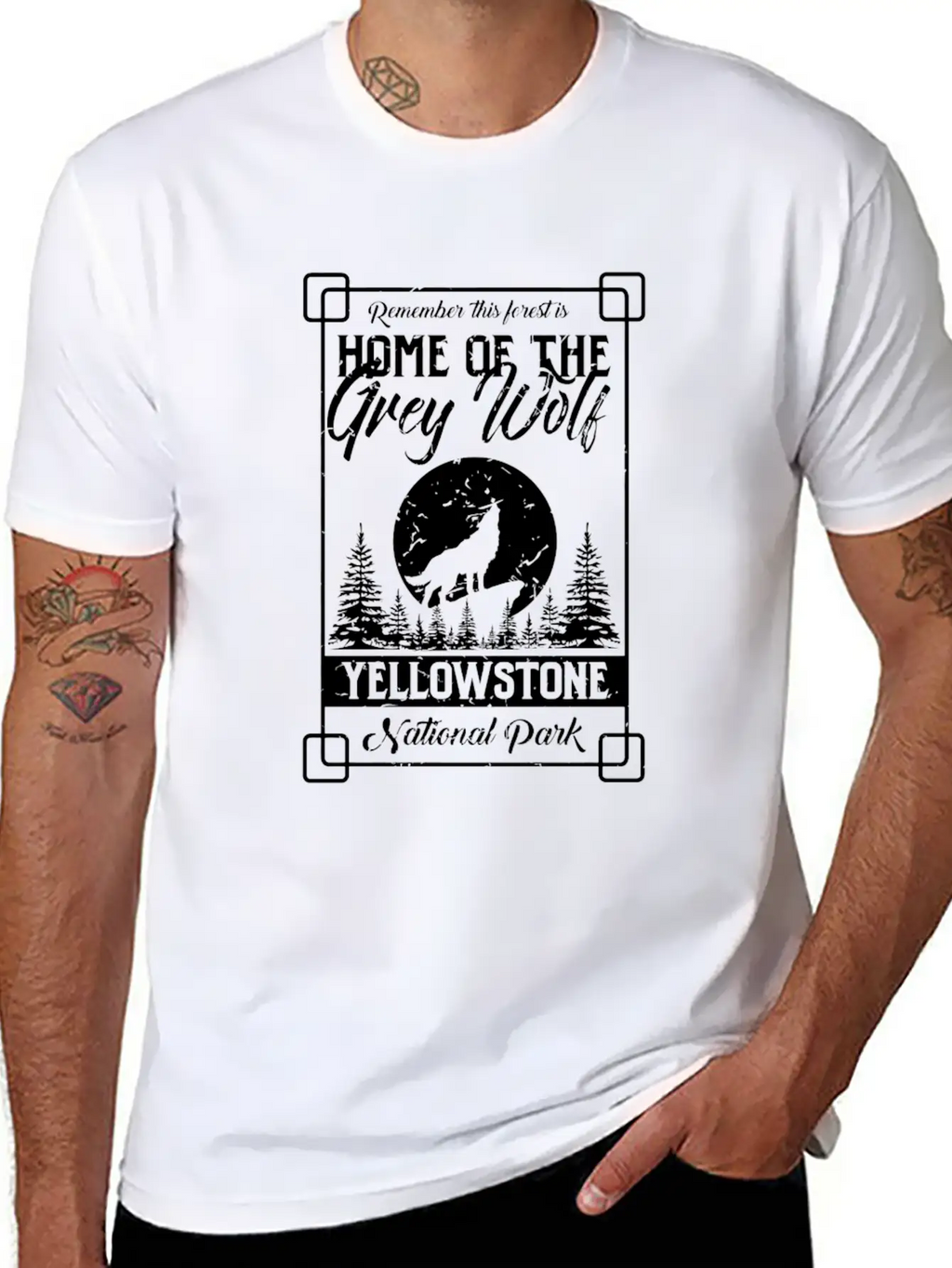 Home Of The Grey Wolf Yellowstone National Park Gi Essential Cotton Tee For Daily Outfits – Unisex Style