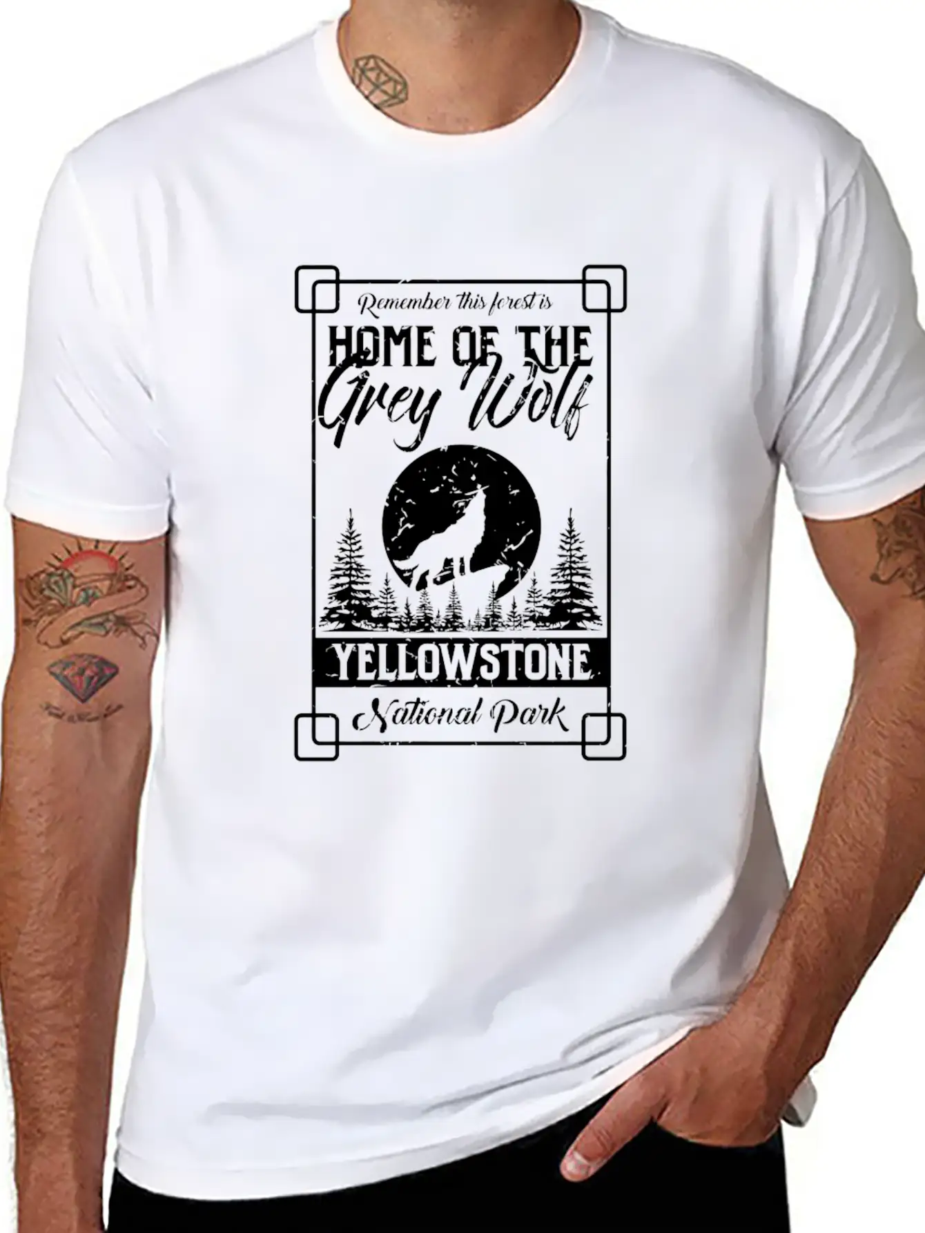Home Of The Grey Wolf Yellowstone National Park Gi Essential Cotton Tee For Daily Outfits – Unisex Style
