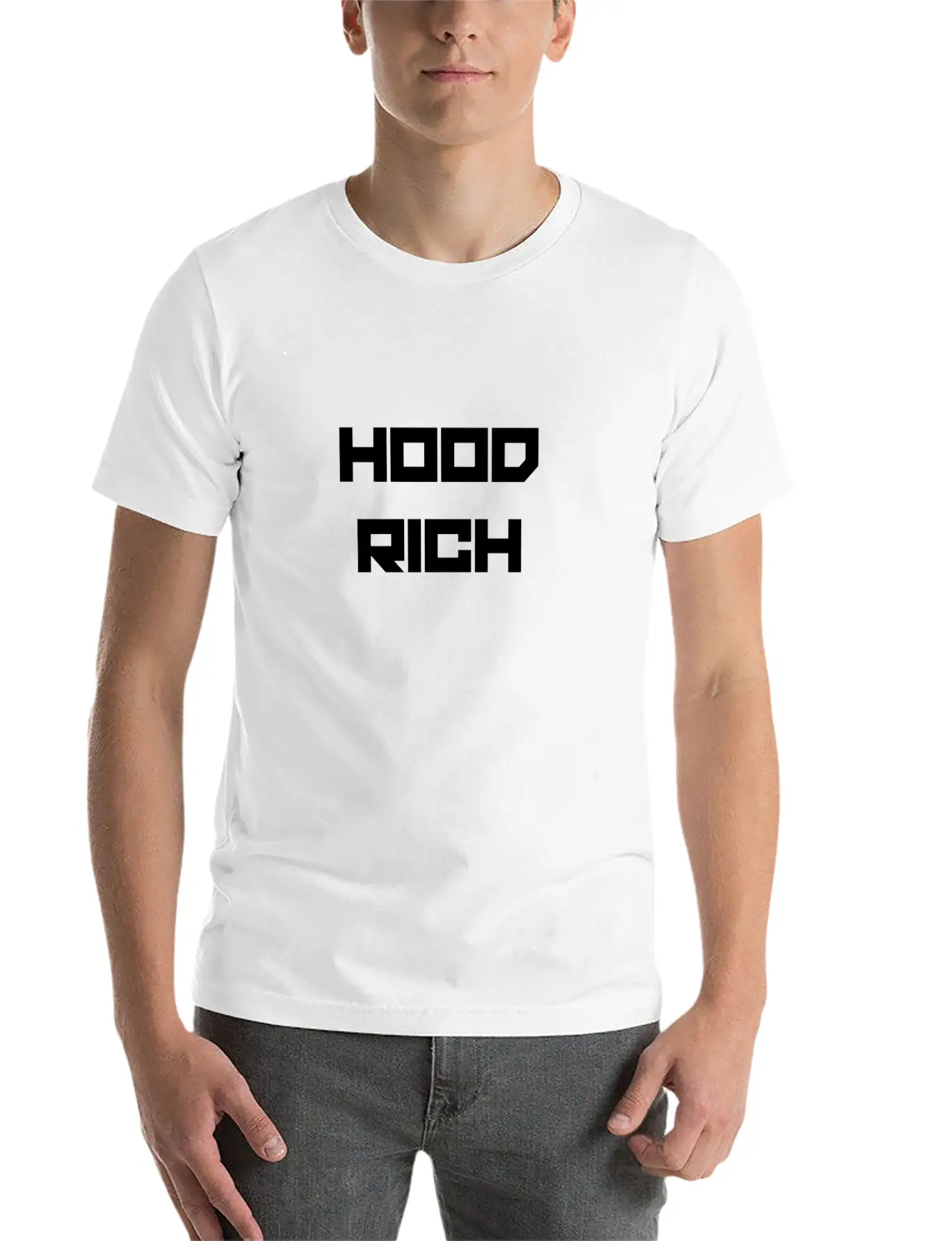 HOOD RICH (BLACK PRINT) Timeless Short Sleeve Tee – Comfy And Minimalist Design