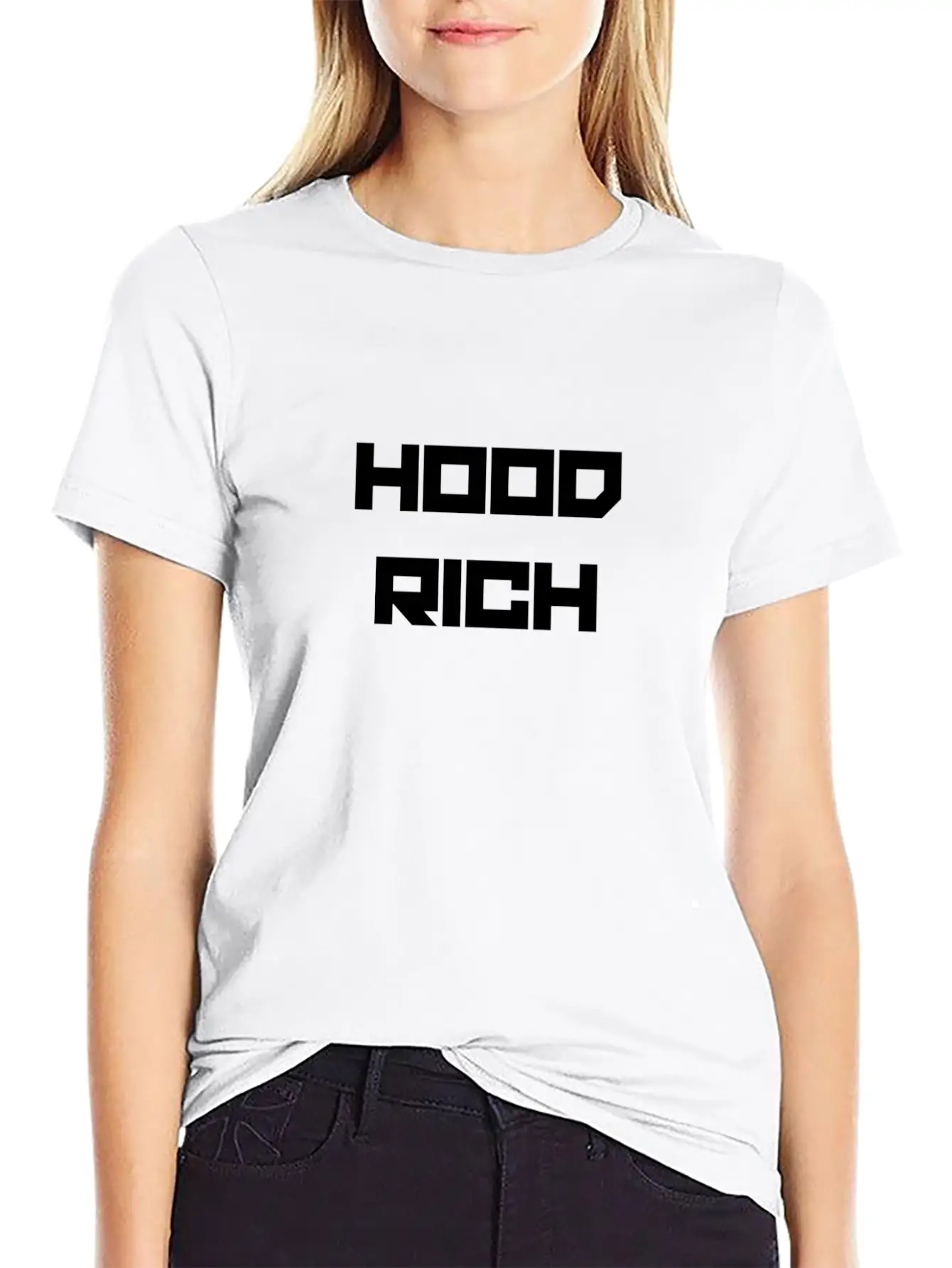 HOOD RICH (BLACK PRINT) Timeless Short Sleeve Tee – Comfy And Minimalist Design