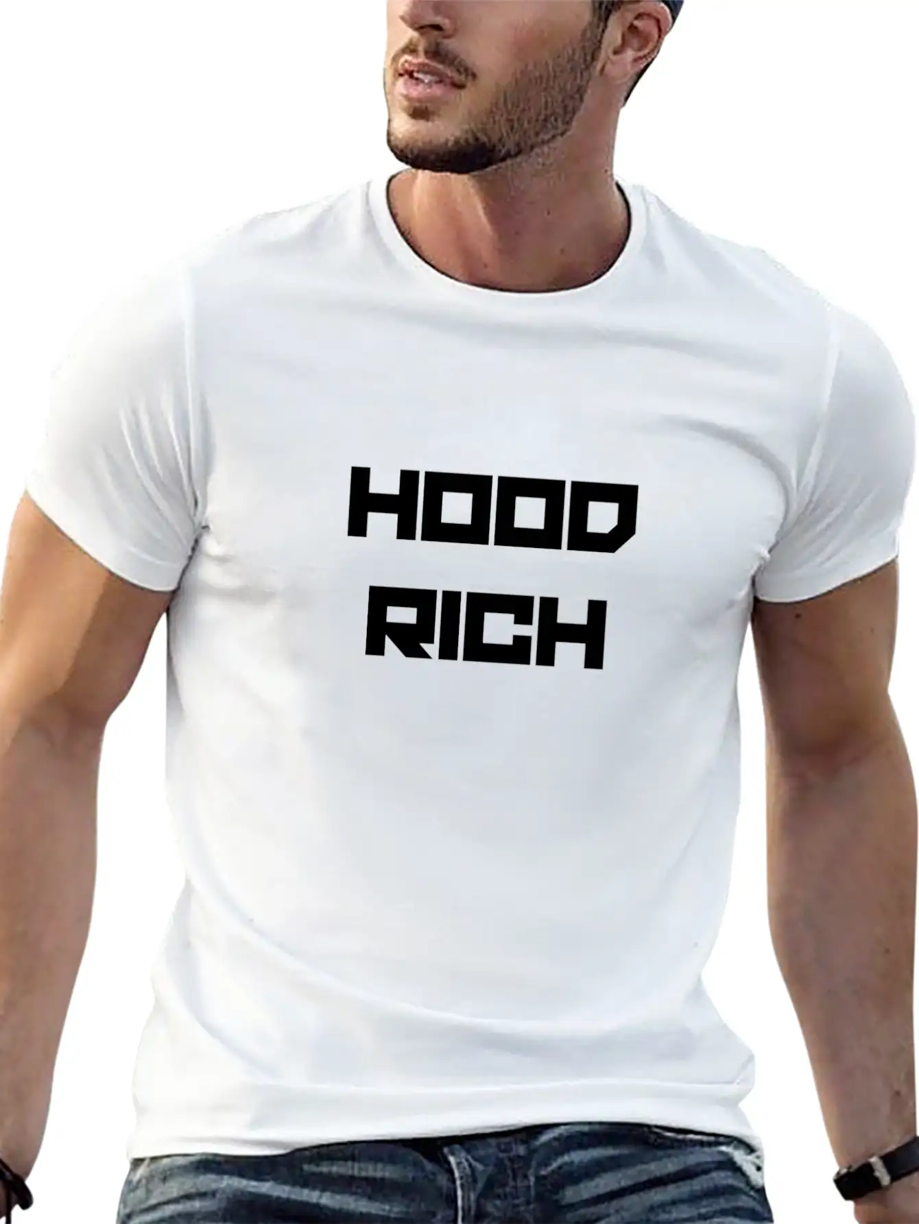 HOOD RICH (BLACK PRINT) Timeless Short Sleeve Tee – Comfy And Minimalist Design