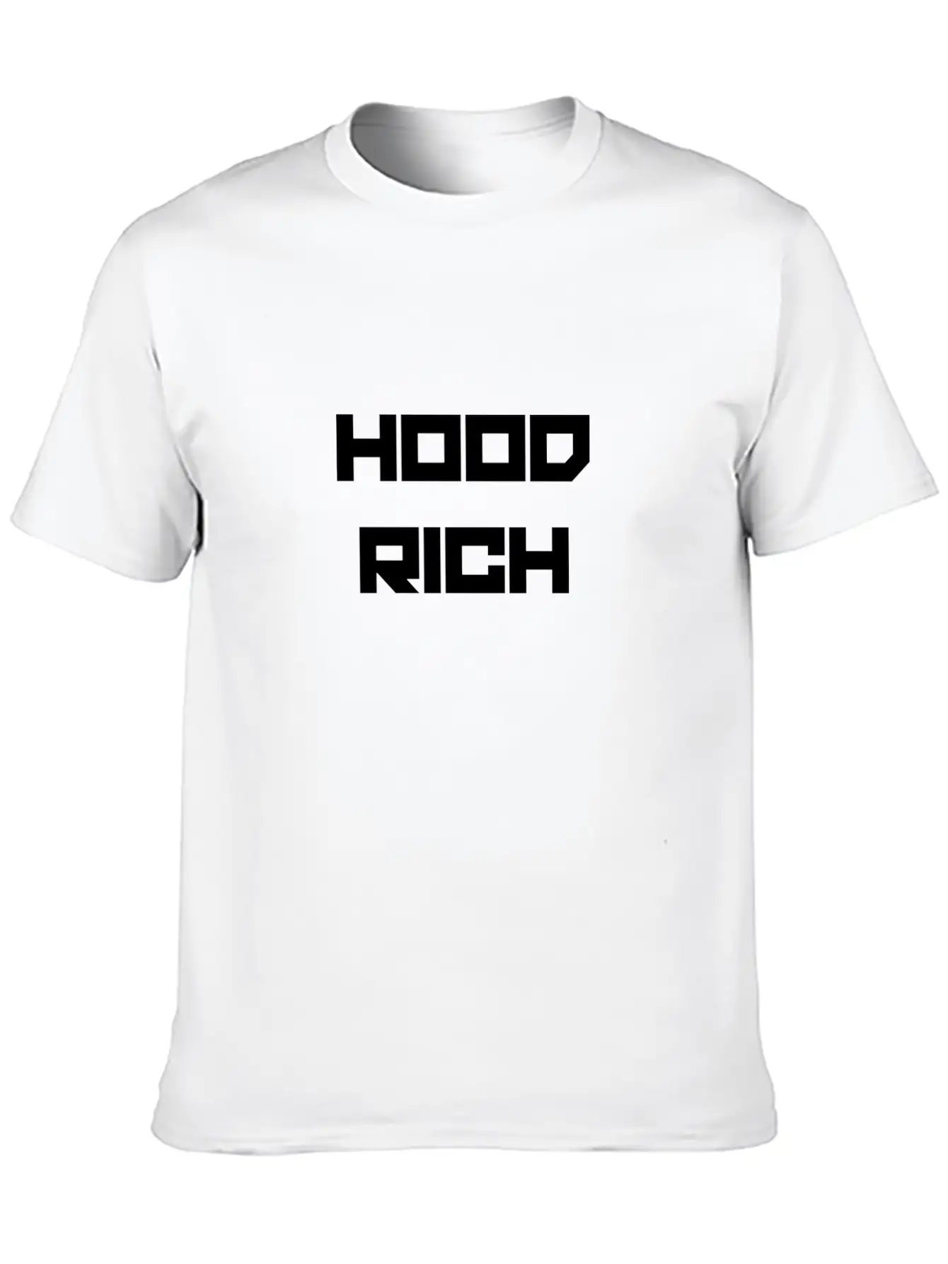 HOOD RICH (WHITE PRINT) Modern Fit Casual T-Shirt – Clean And Versatile Design