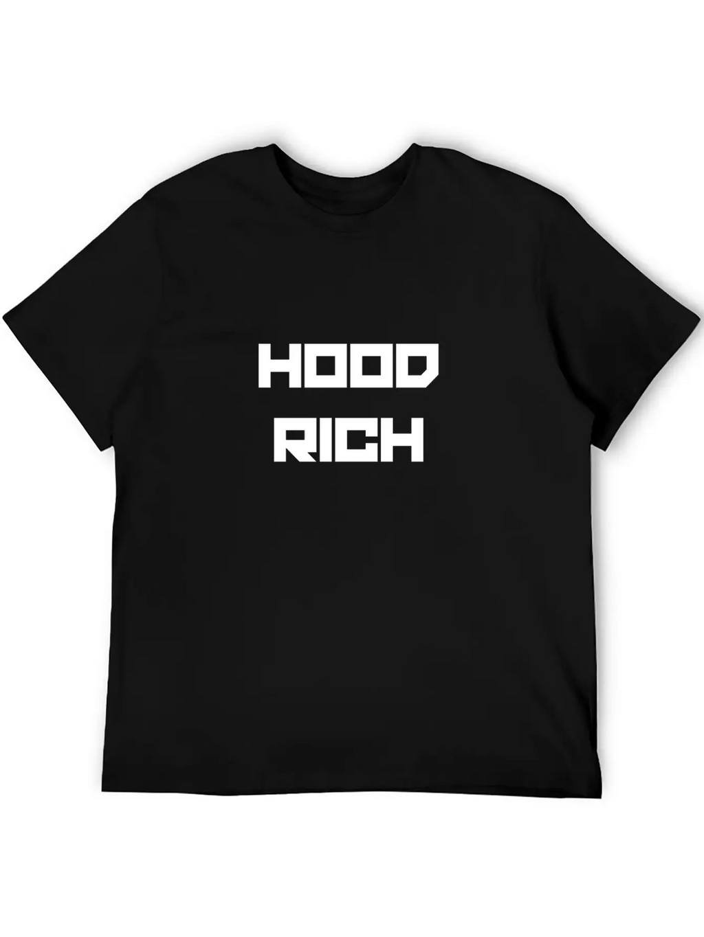 HOOD RICH (WHITE PRINT) Modern Fit Casual T-Shirt – Clean And Versatile Design