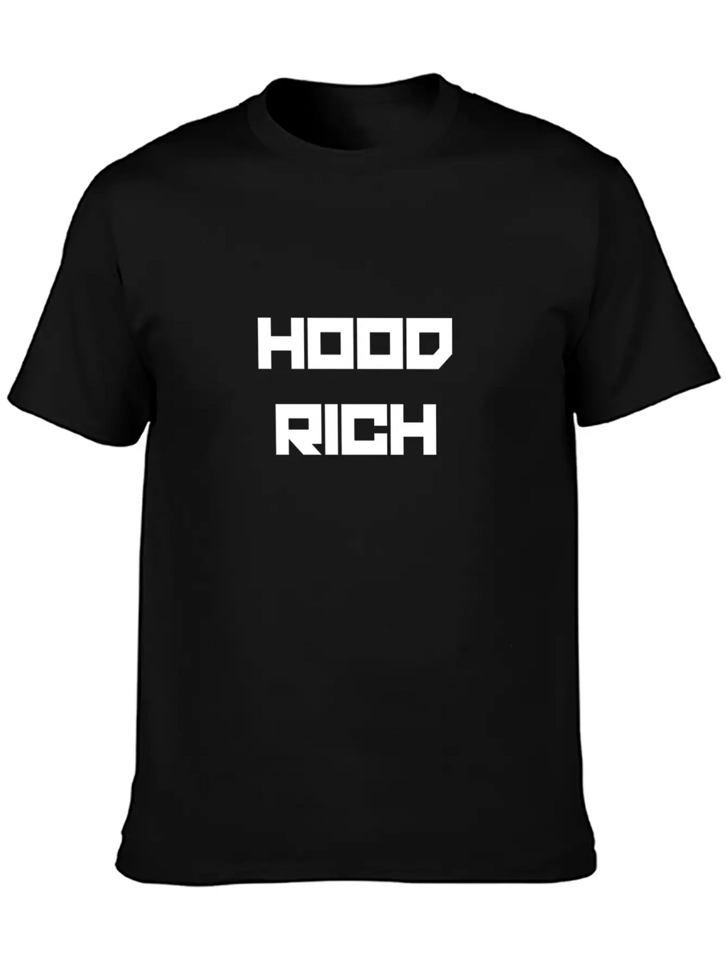 HOOD RICH (WHITE PRINT) Modern Fit Casual T-Shirt – Clean And Versatile Design