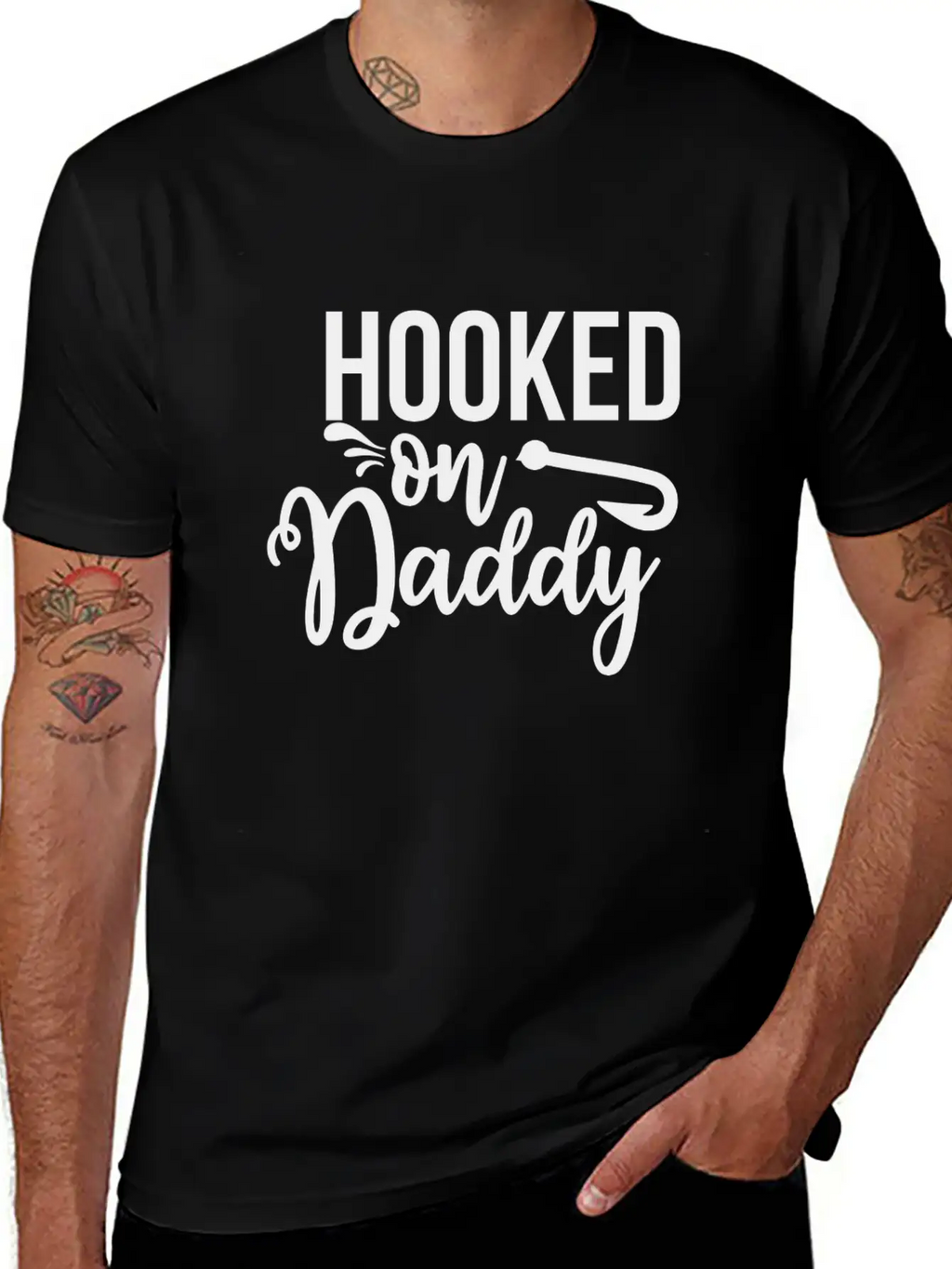 HOOKED ON Daddy Breathable Soft Cotton T-Shirt – Timeless Casual Look