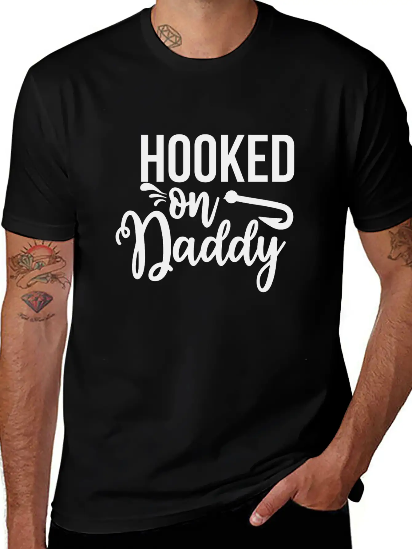 HOOKED ON Daddy Breathable Soft Cotton T-Shirt – Timeless Casual Look