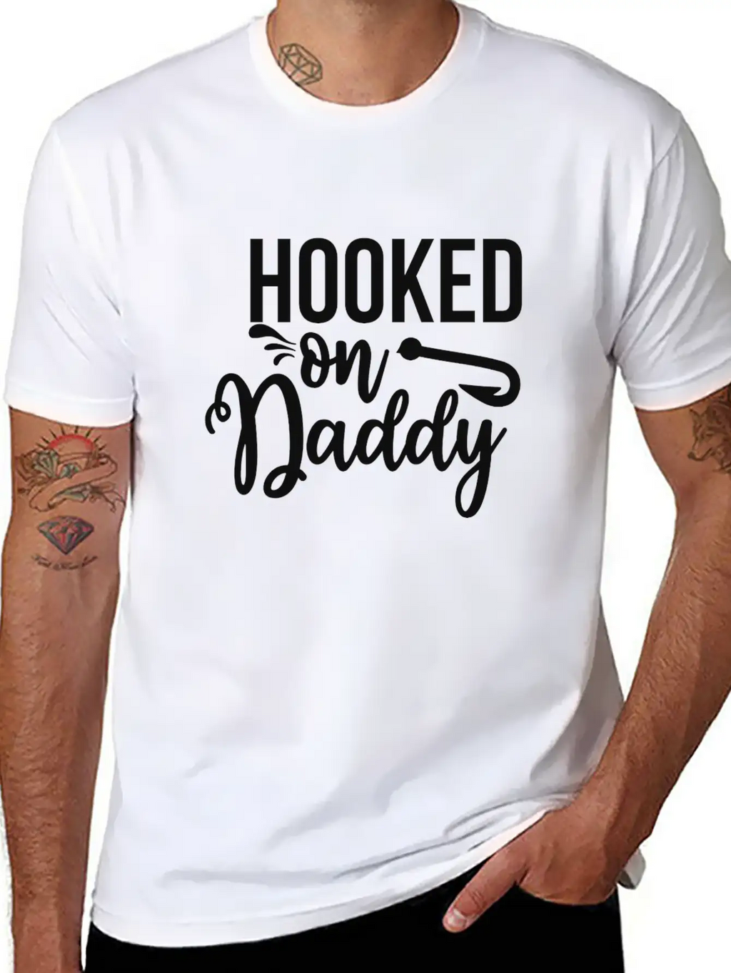 HOOKED ON Daddy Breathable Soft Cotton T-Shirt – Timeless Casual Look