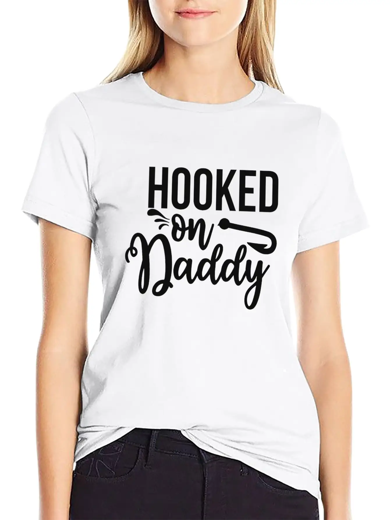 HOOKED ON Daddy Breathable Soft Cotton T-Shirt – Timeless Casual Look