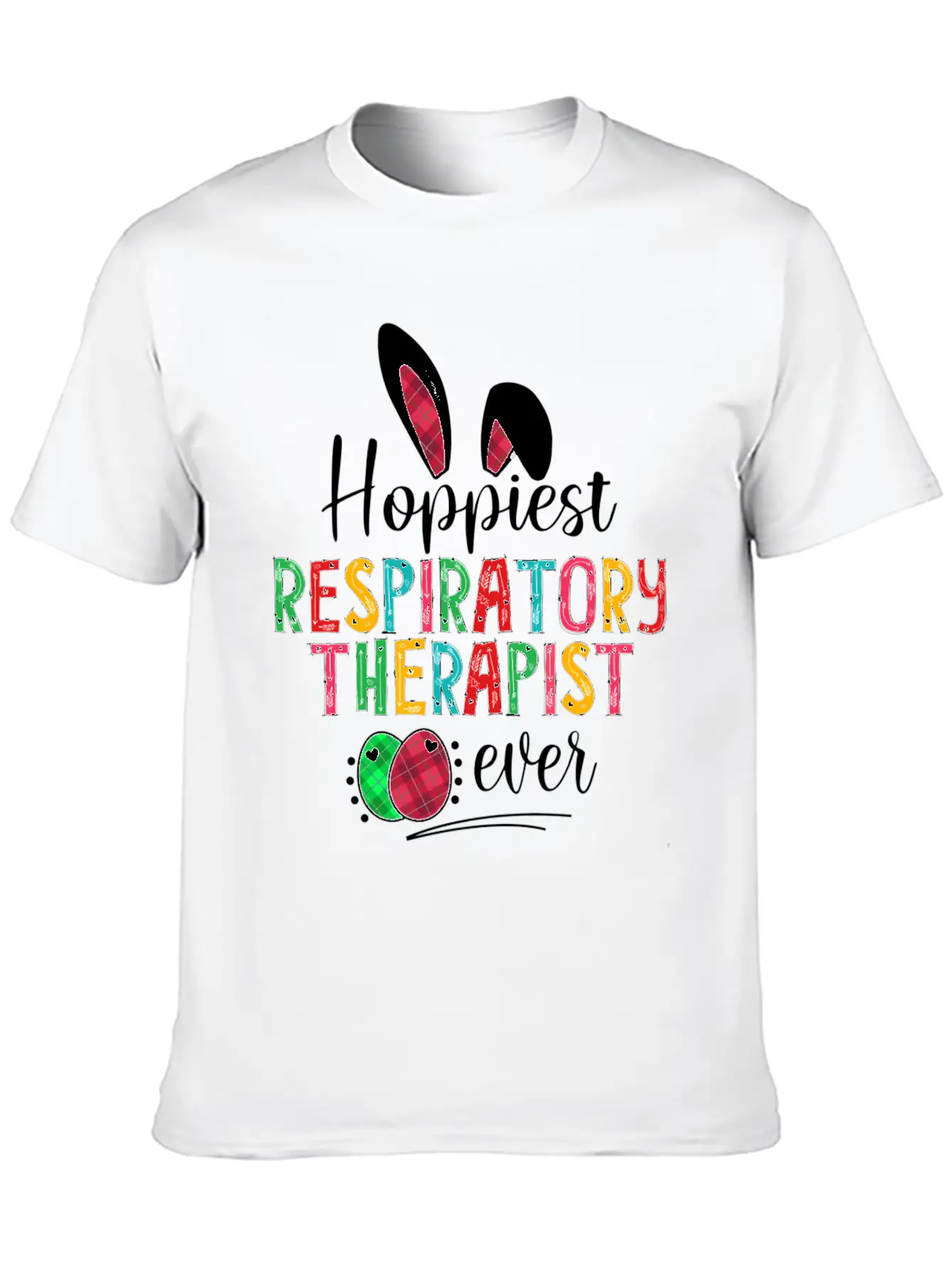 Hoppiest Reratory Therapist Ever Bunny Ears Easter Unisex Casual T-Shirt – Clean Design For Daily Comfort