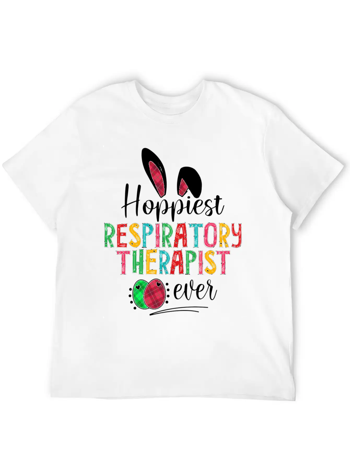 Hoppiest Reratory Therapist Ever Bunny Ears Easter Unisex Casual T-Shirt – Clean Design For Daily Comfort
