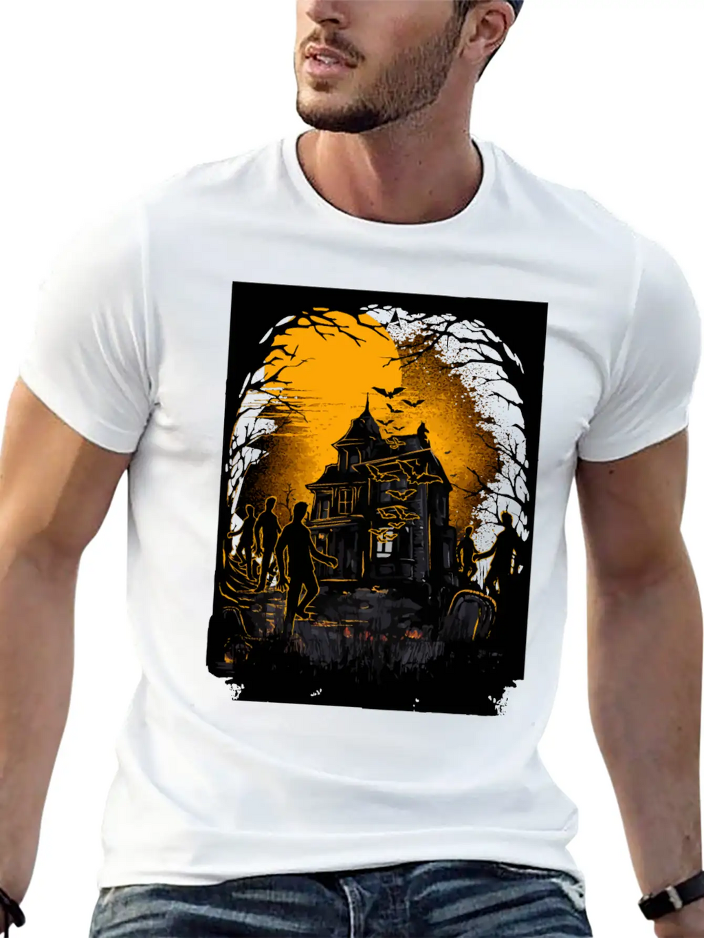 Horrific Halloween Nightmare Scene Classic Cotton Tee – Unisex Comfort For Any Season